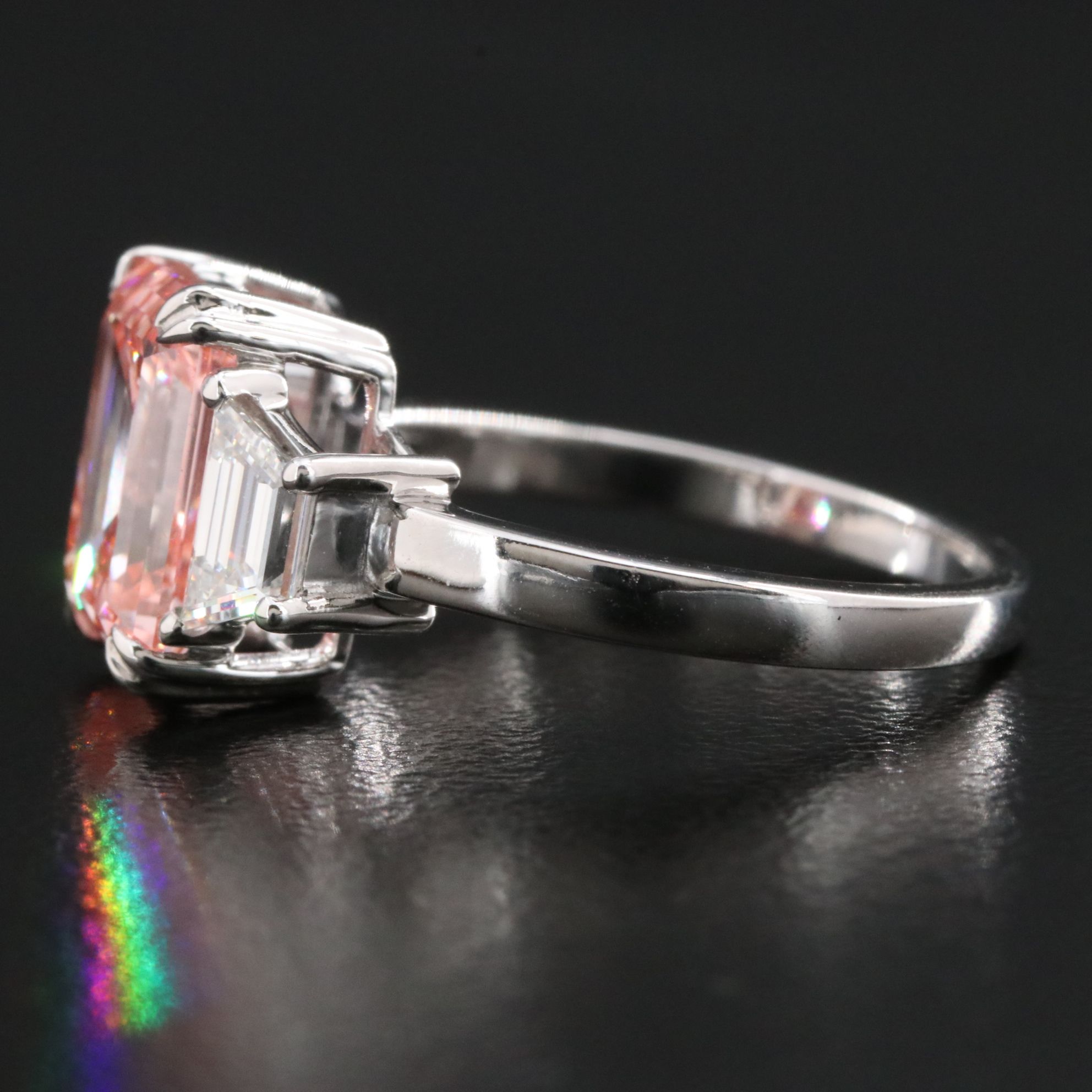 14K 3.86 CTW Lab Grown Diamond Ring with Fancy Pink Center and a IGI Report