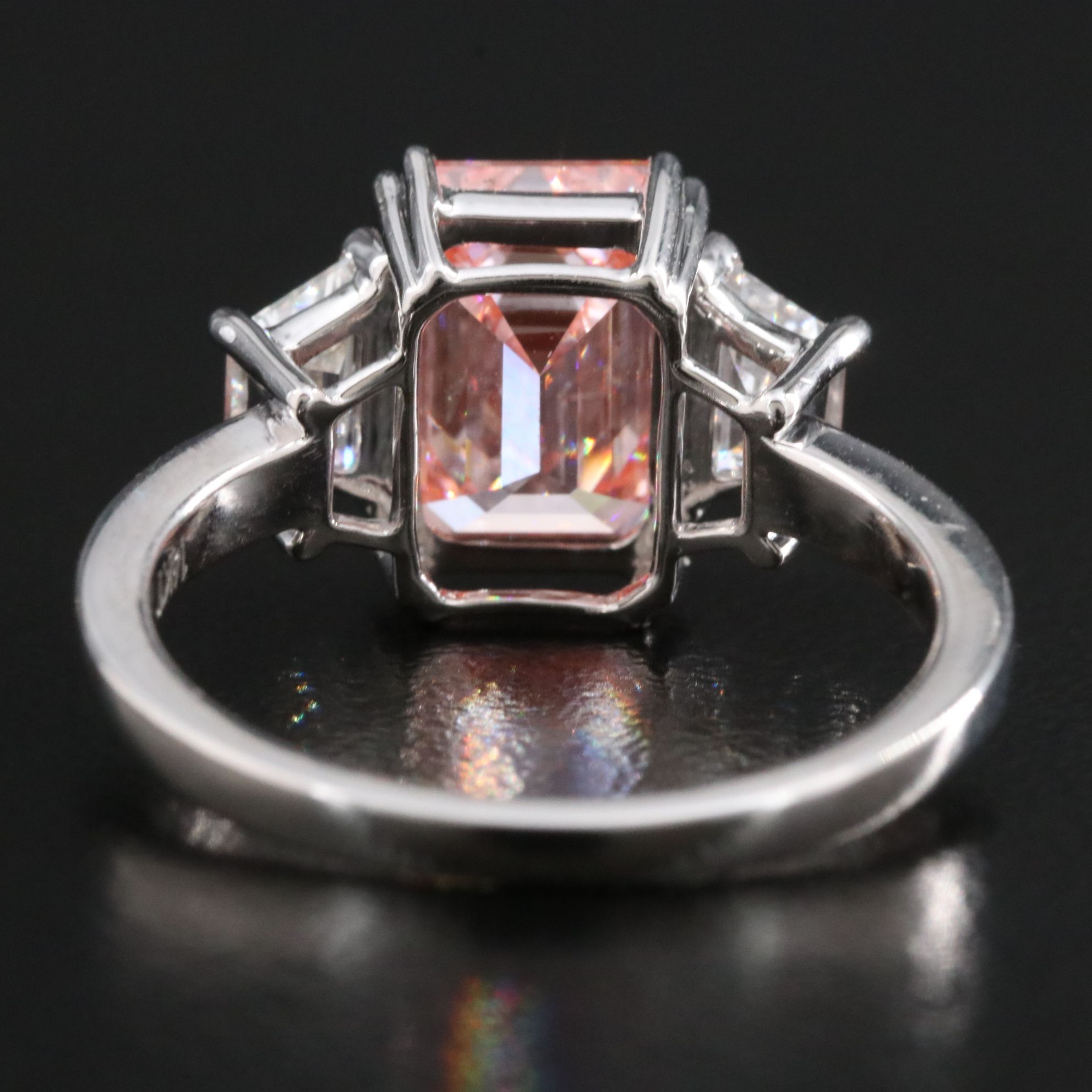 14K 3.86 CTW Lab Grown Diamond Ring with Fancy Pink Center and a IGI Report