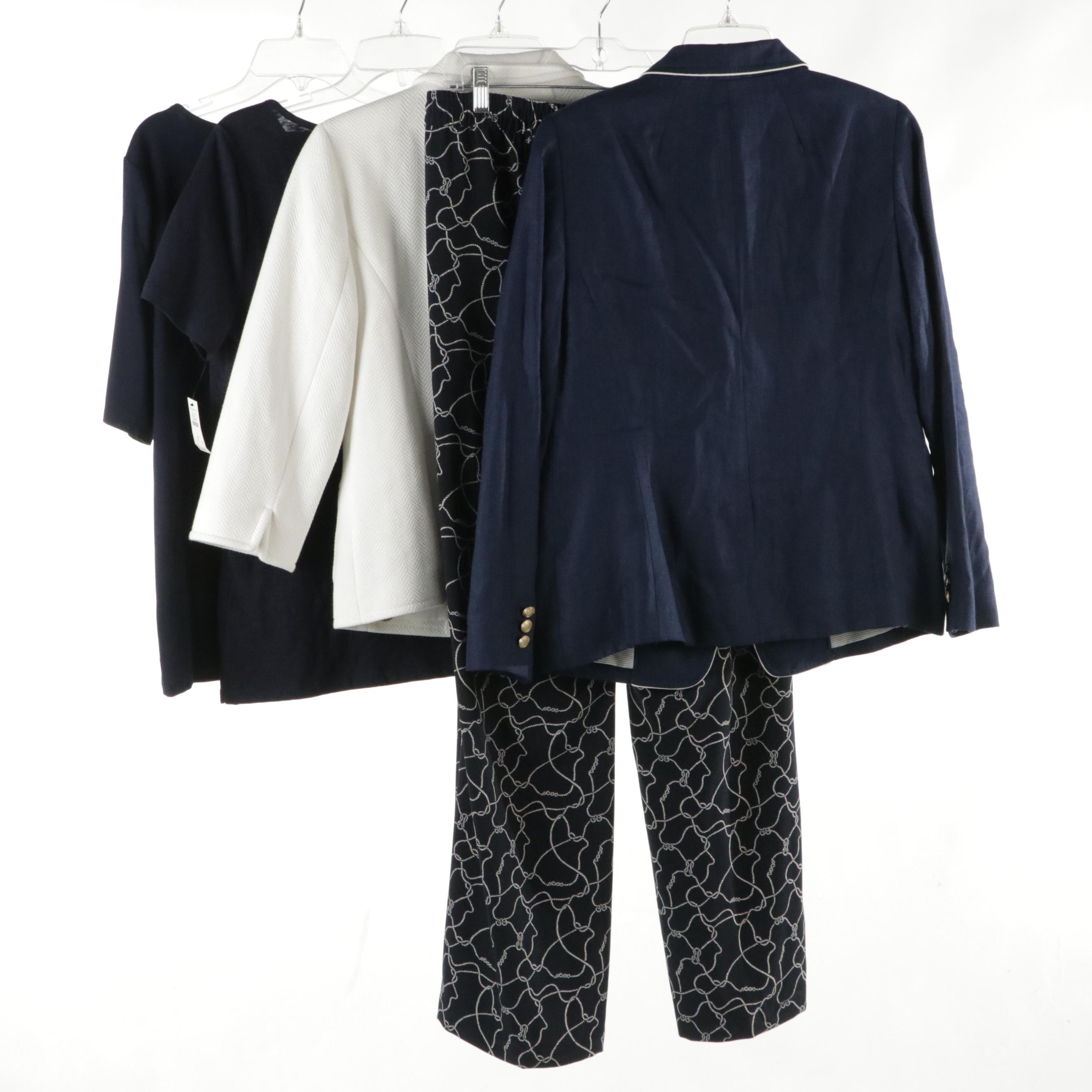 Talbots Navy Blue Linen Blazer, Nautical Rope Wide-Leg Pants and More, With Tags