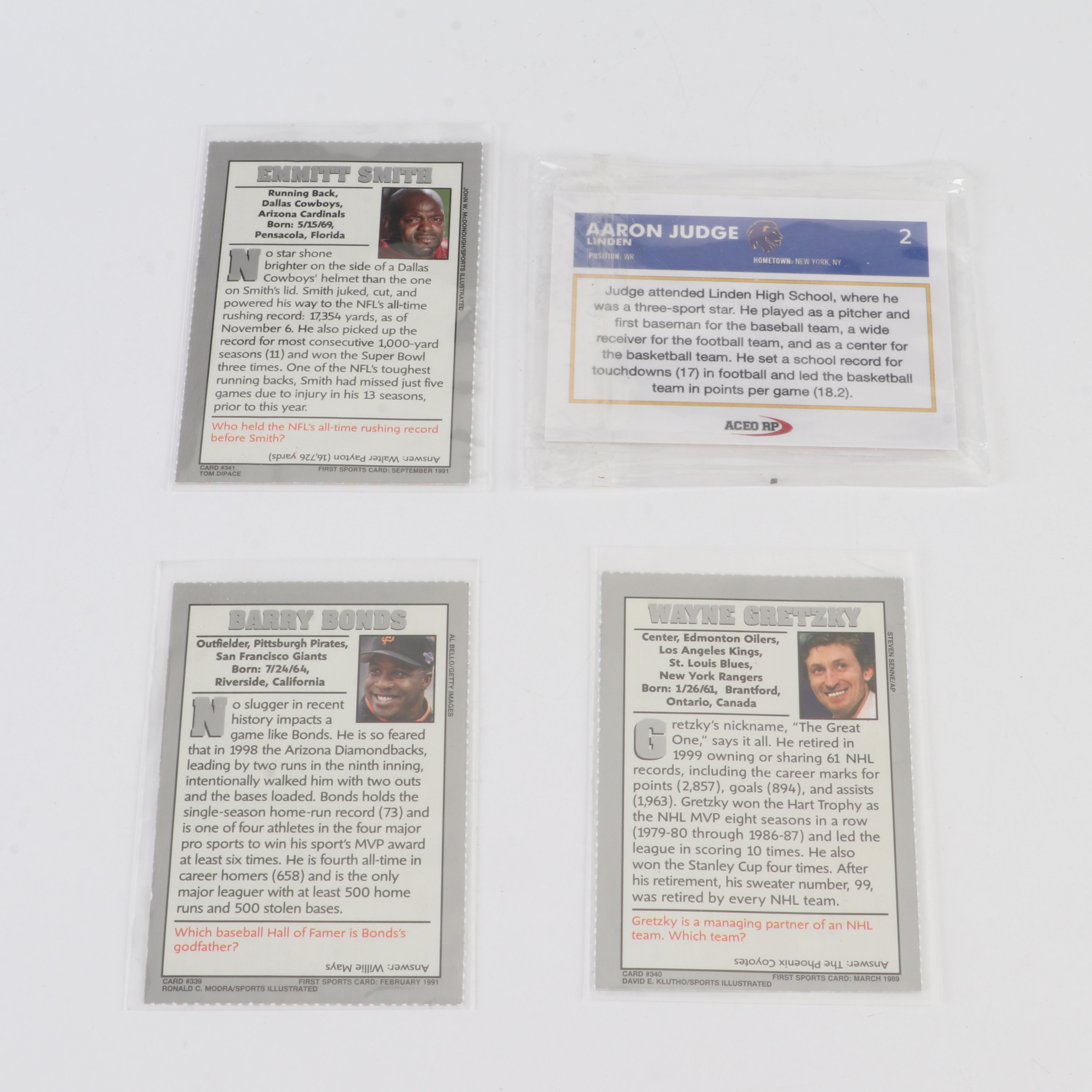 Group of Sports Trading Cards, Including Aaron Judge High School Football Card