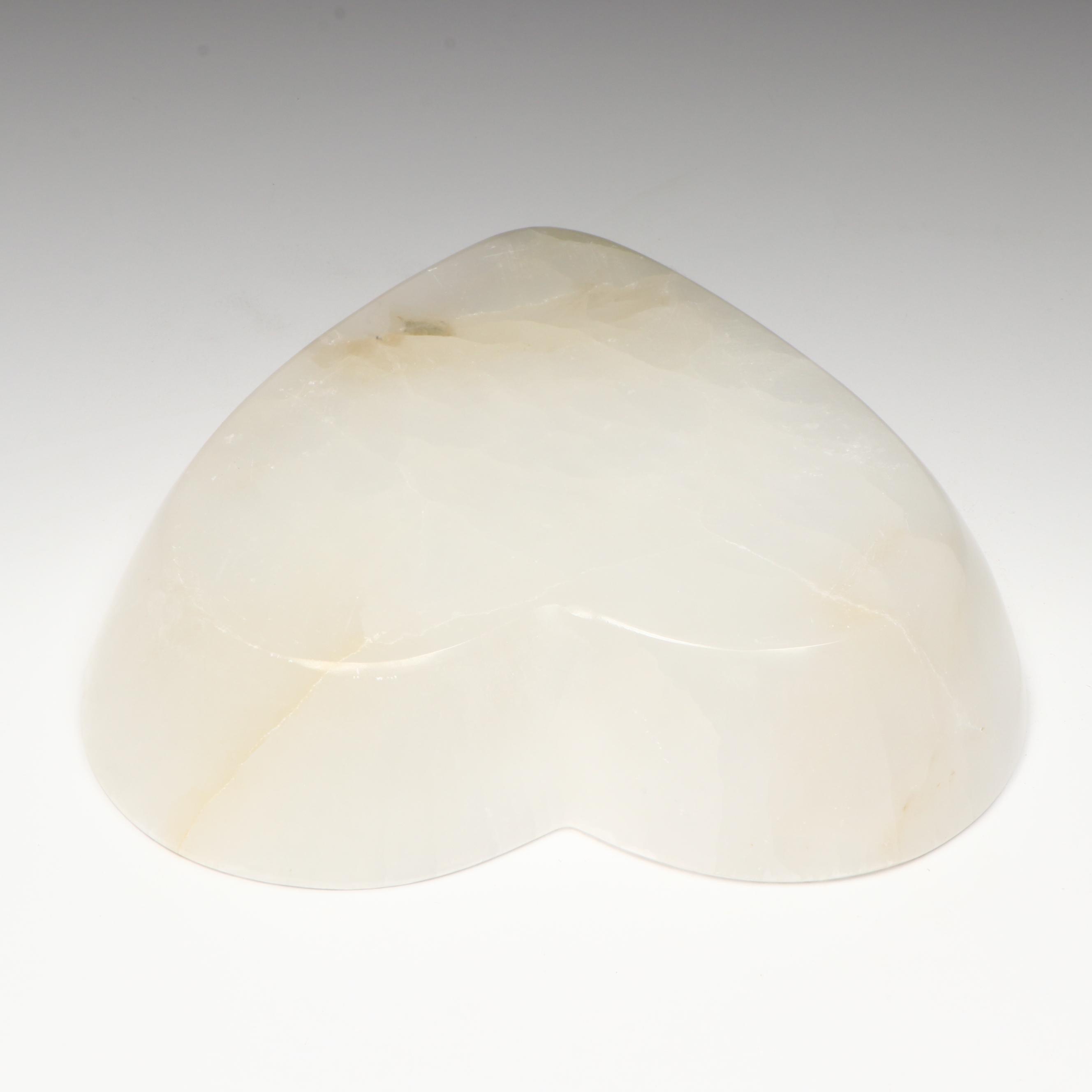 Carved Selenite Heart Bowl