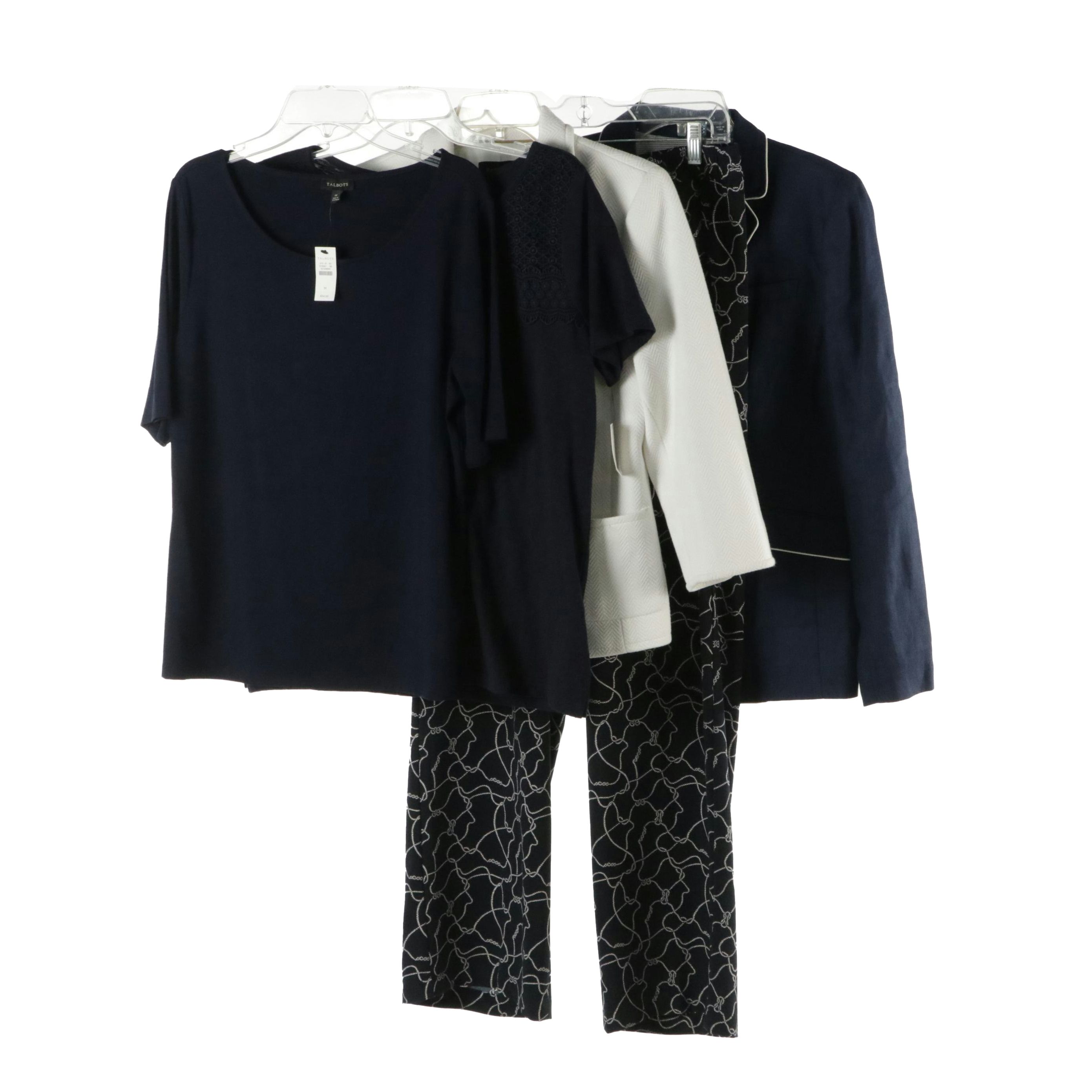 Talbots Navy Blue Linen Blazer, Nautical Rope Wide-Leg Pants and More, With Tags