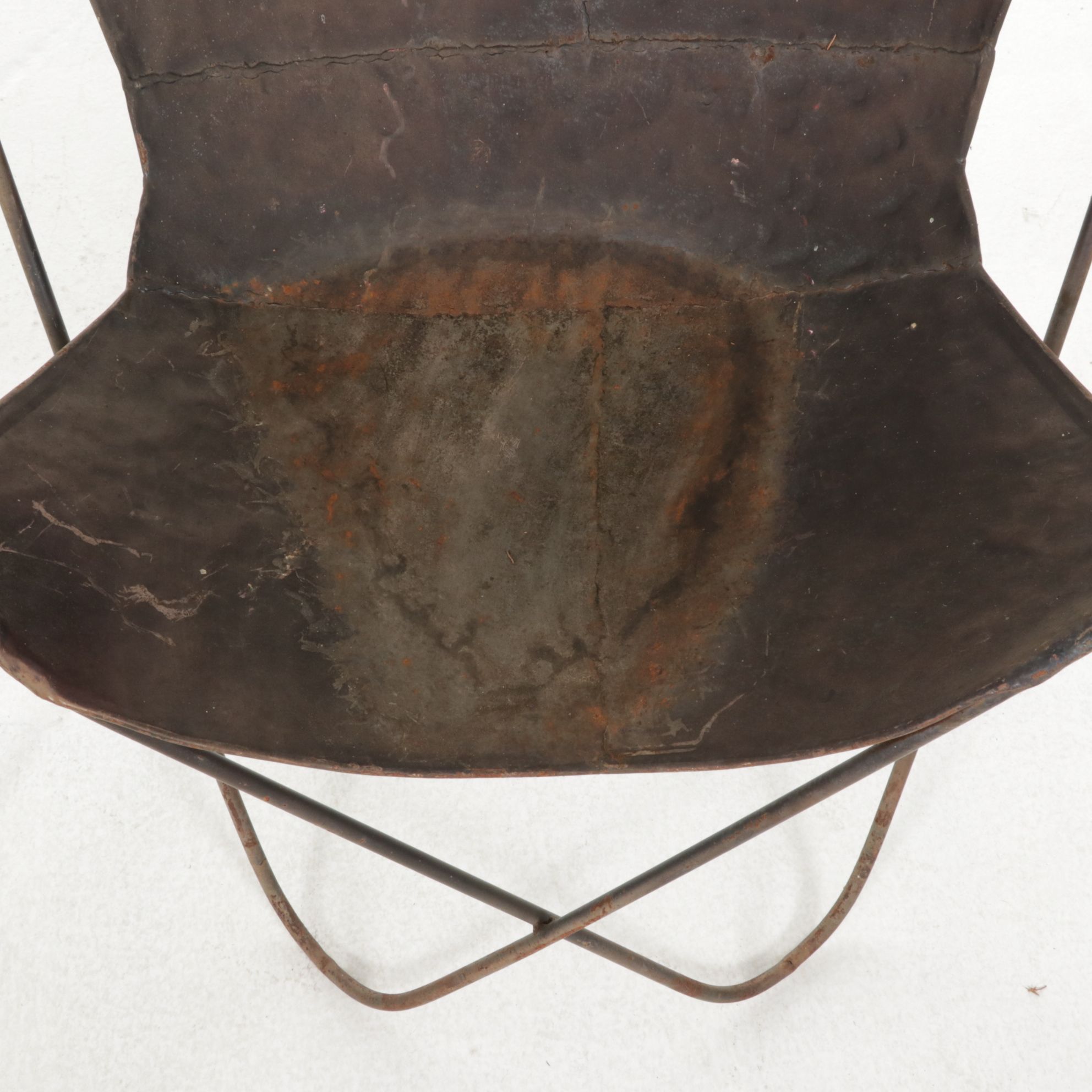 Pair of Hammered and Welded Metal Butterfly Chairs