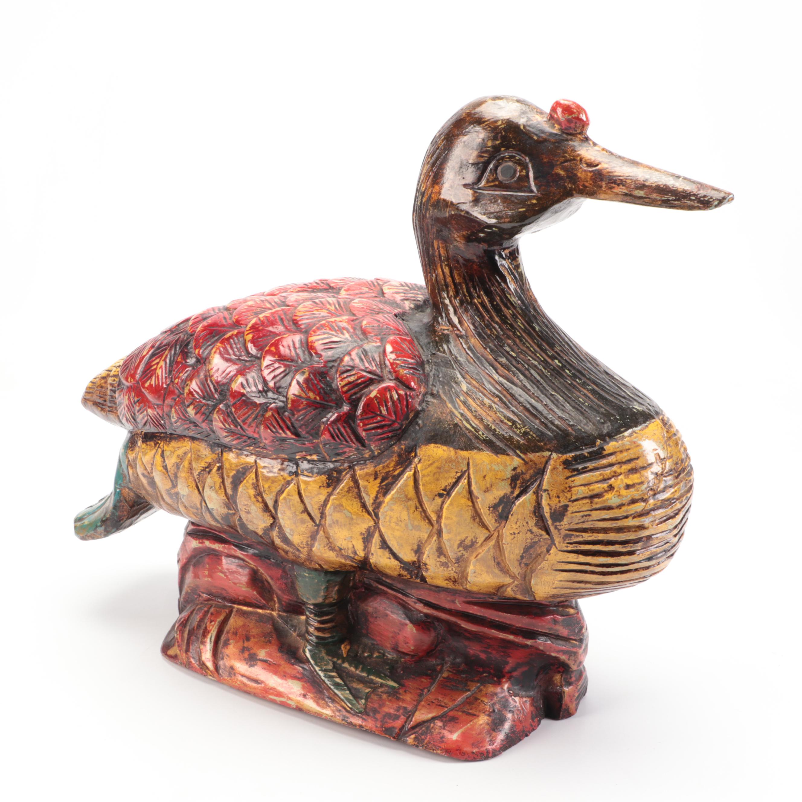 Polychrome Wooden Duck