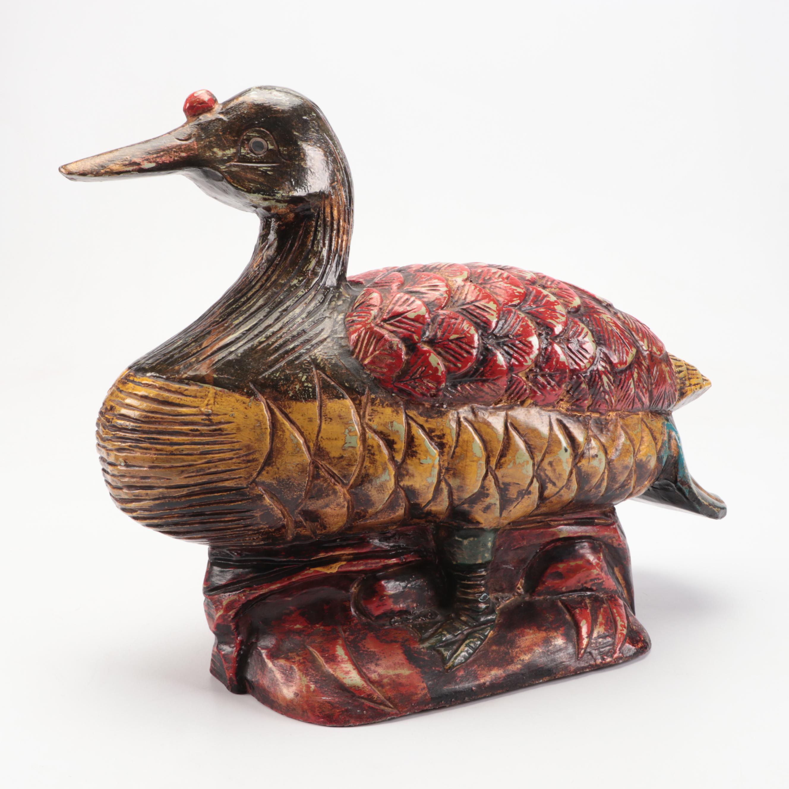 Polychrome Wooden Duck