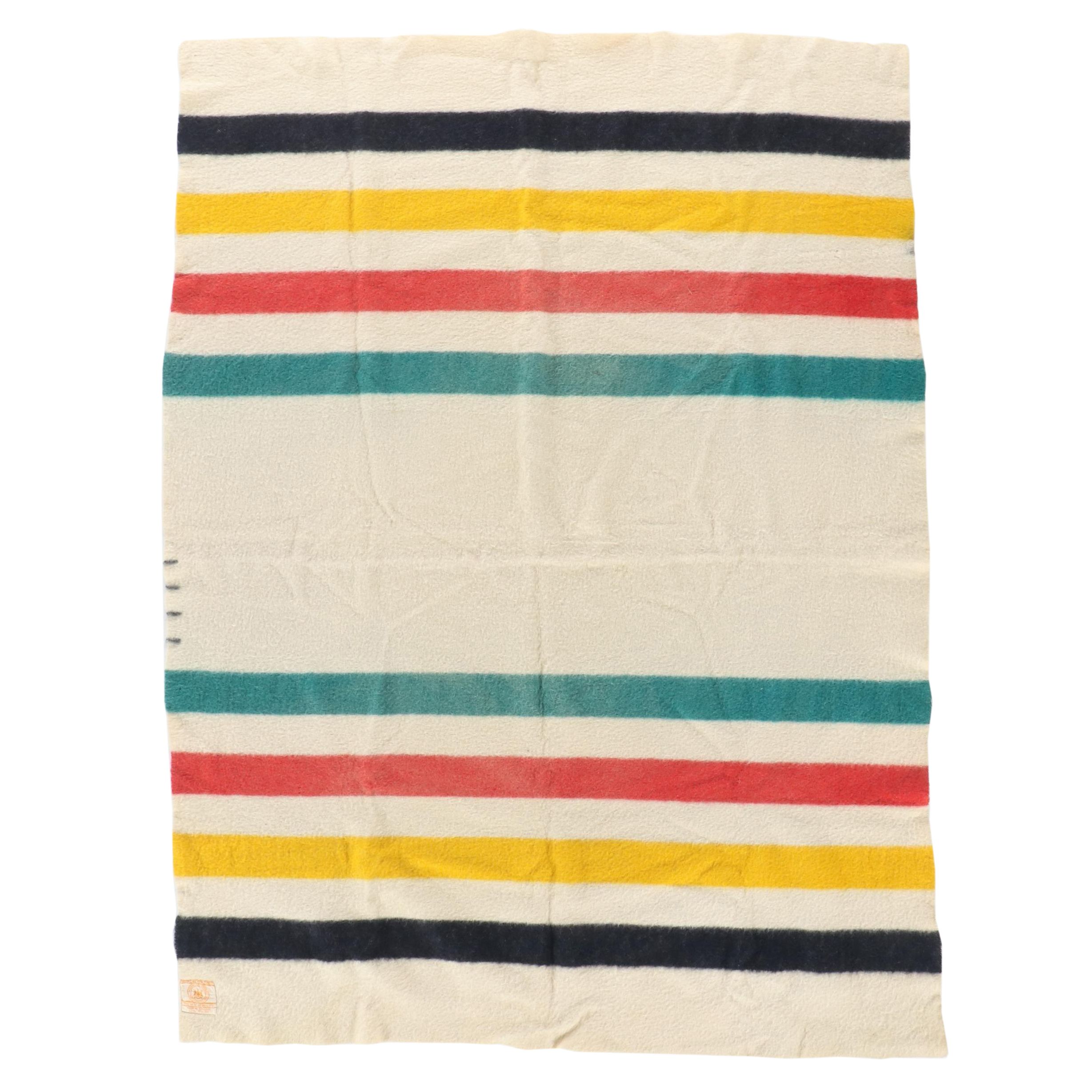 Hudson Bay Striped Wool Blanket, Mid/Late 20th Century