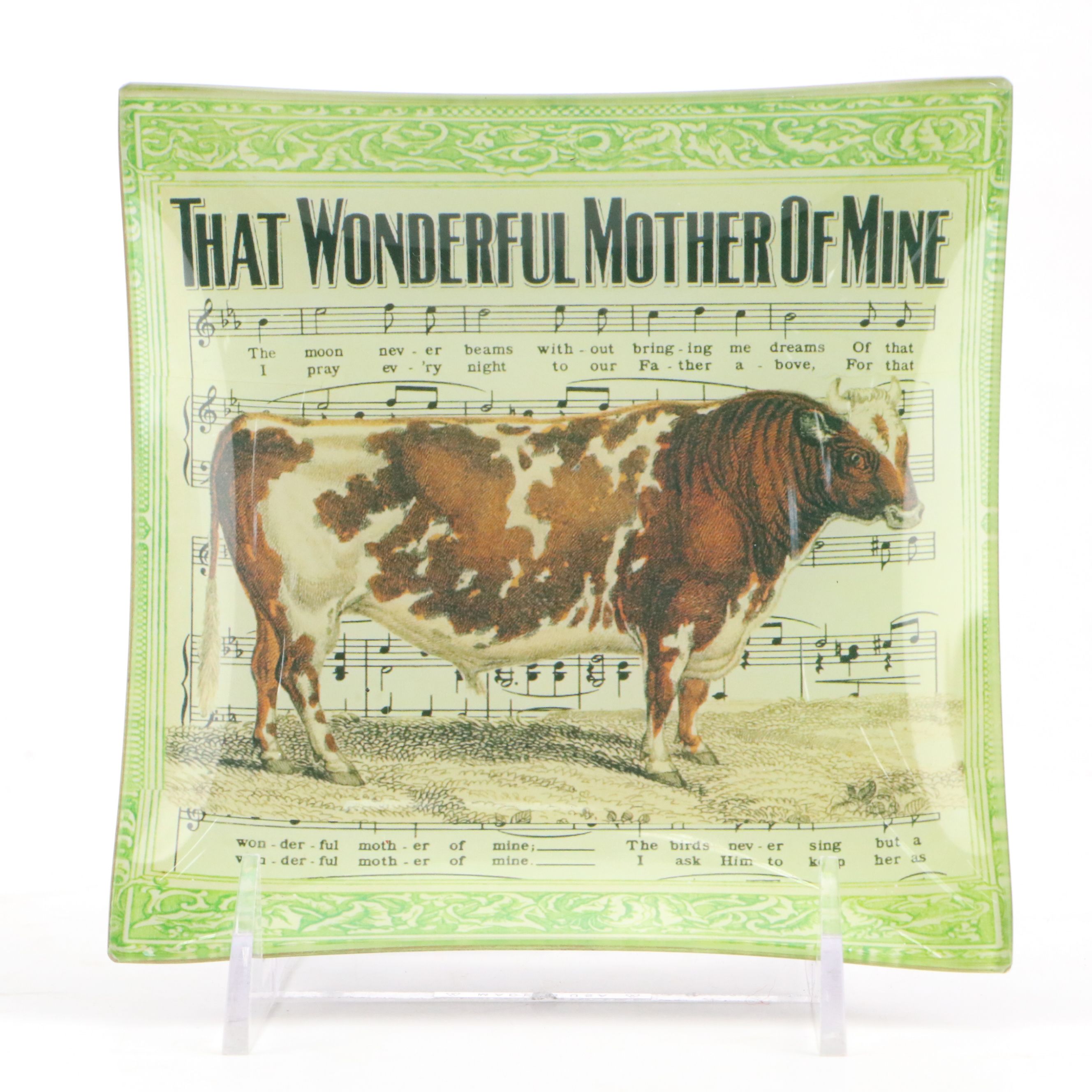 Kaas GlassWorks "That Wonderful Mother of Mine" Dish with Majolica Style Vase