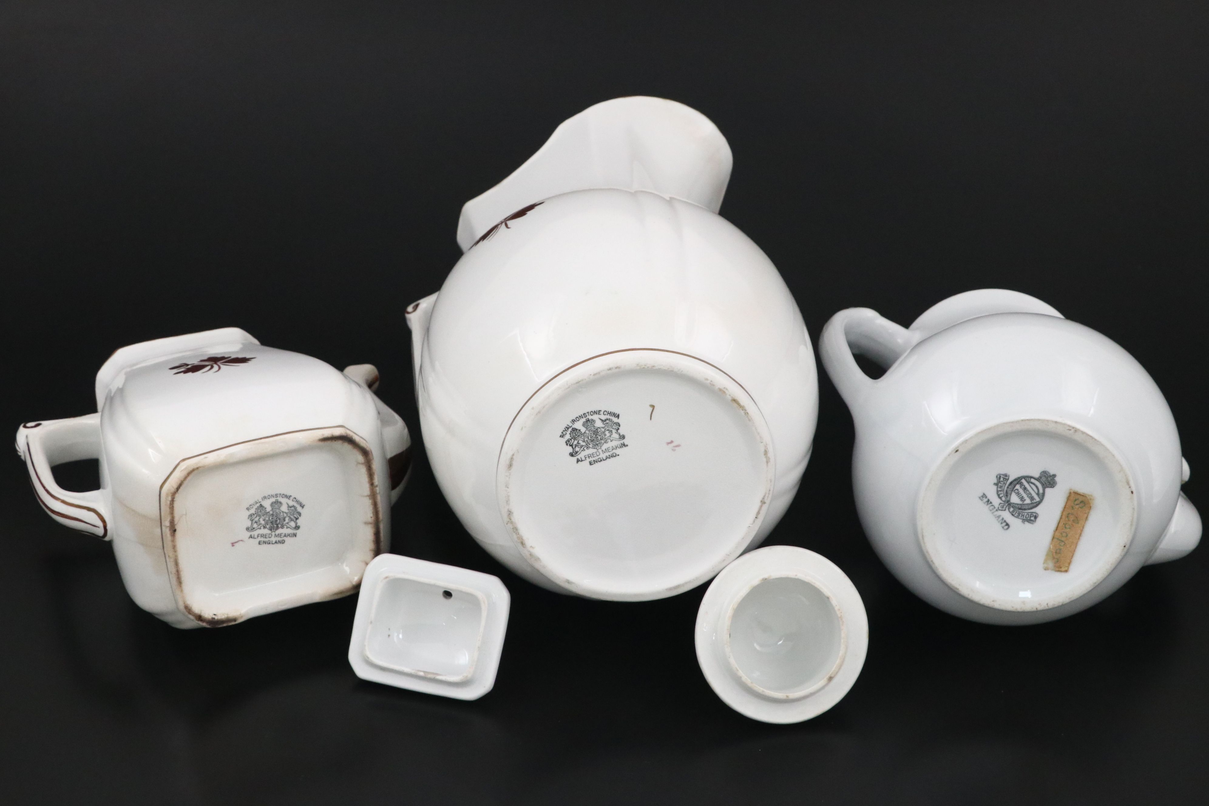 European Ceramic Pitcher and Beaker with Ironstone Coffee Pots