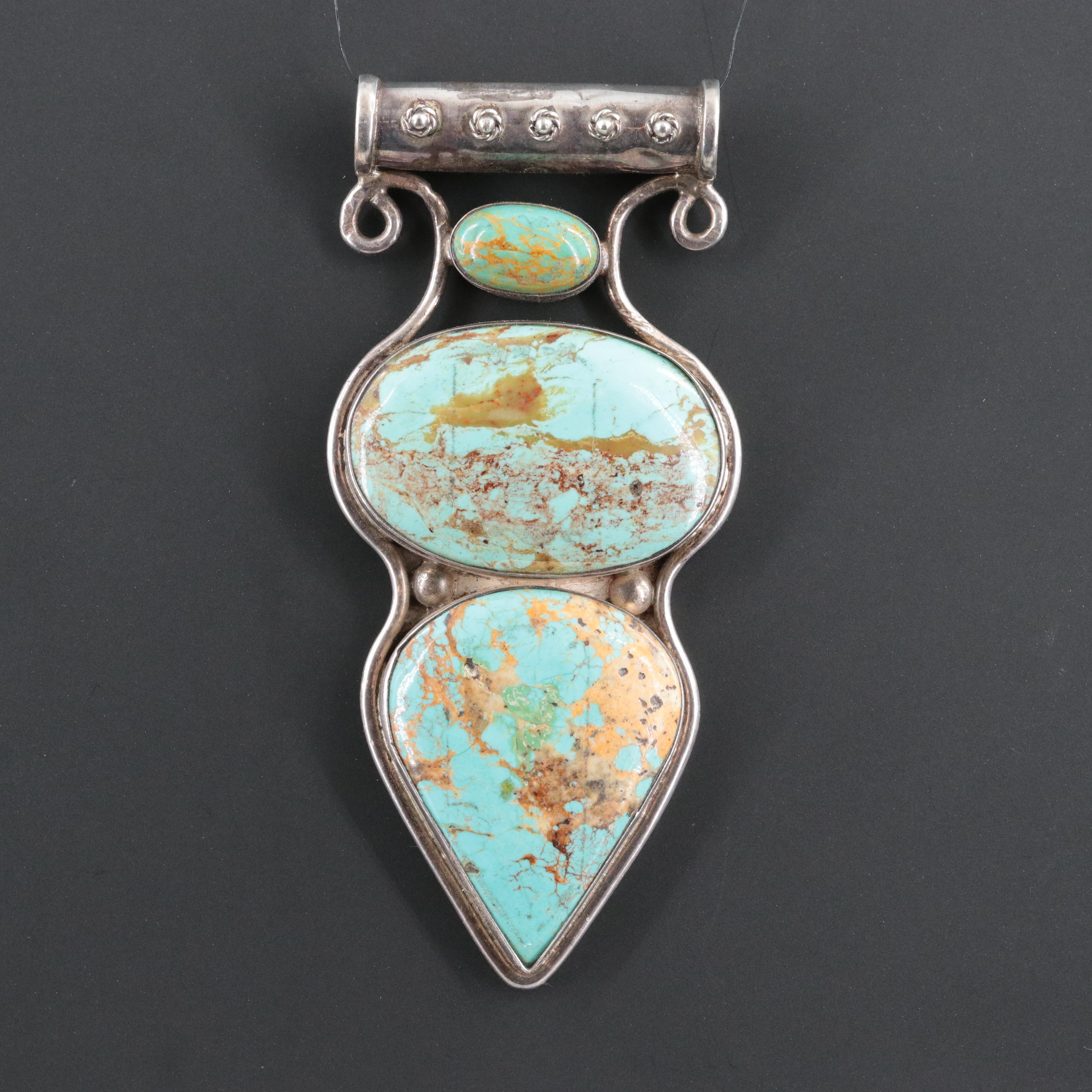Sterling Turquoise Slide Pendant