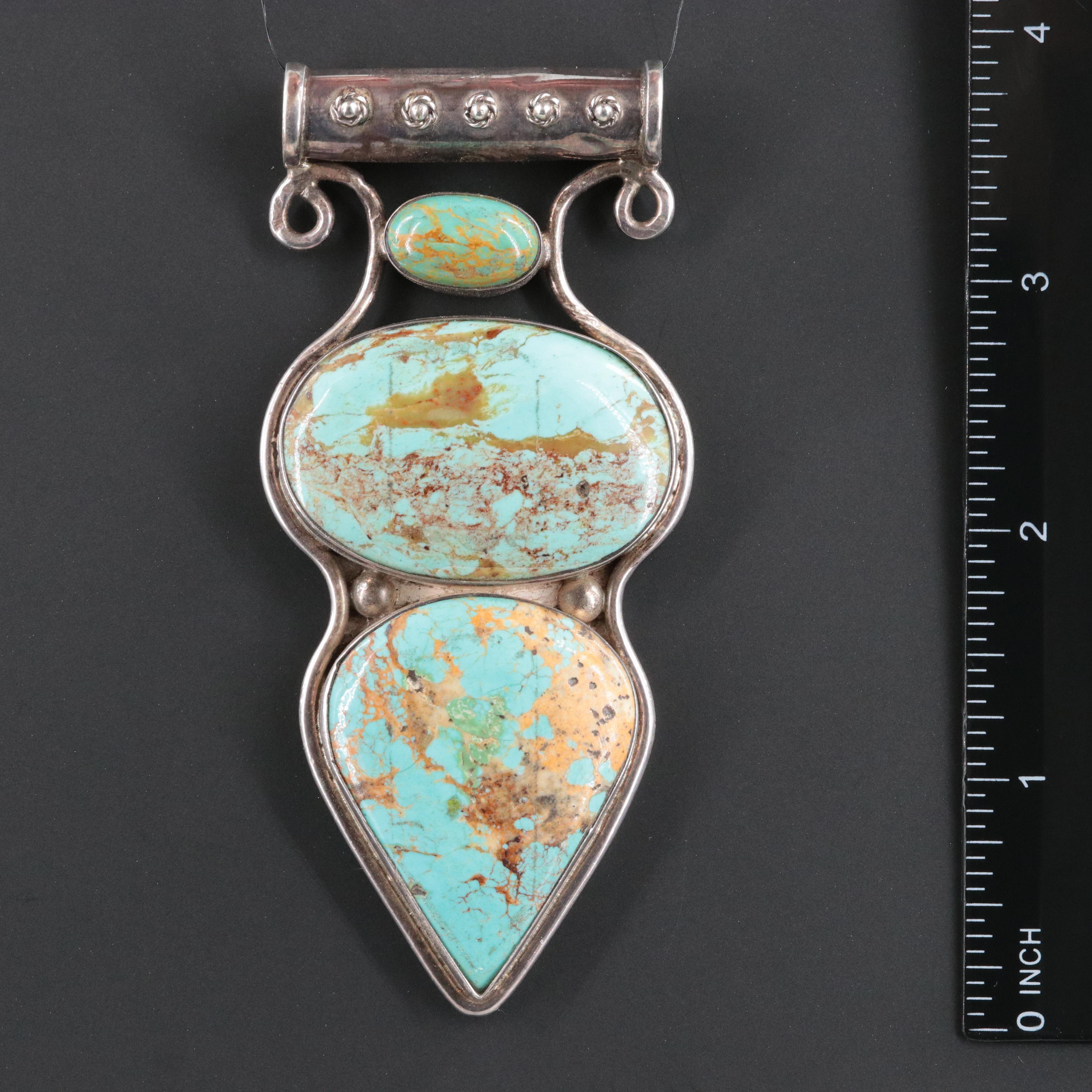 Sterling Turquoise Slide Pendant