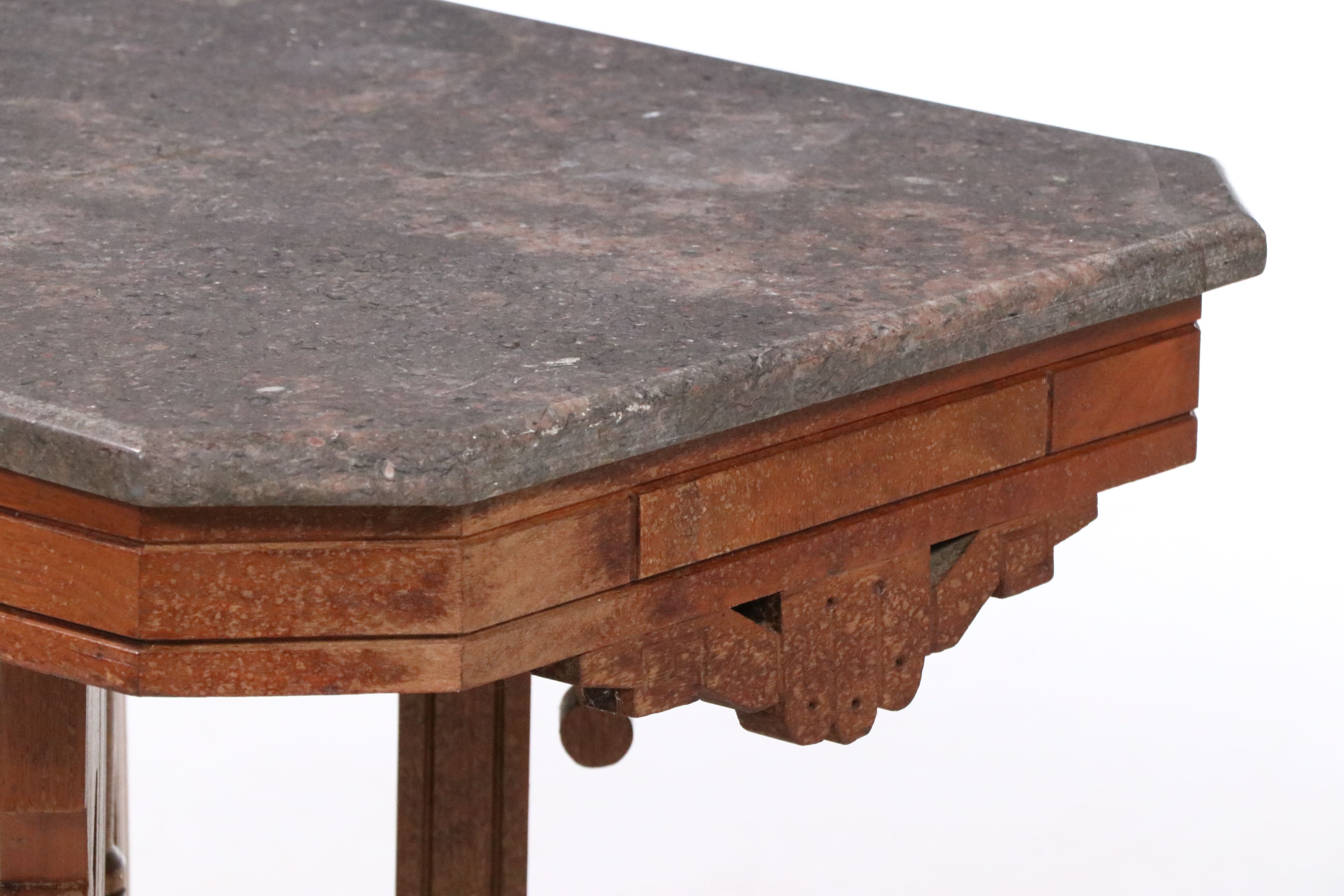 Eastlake Walnut Side Table with Marble Top