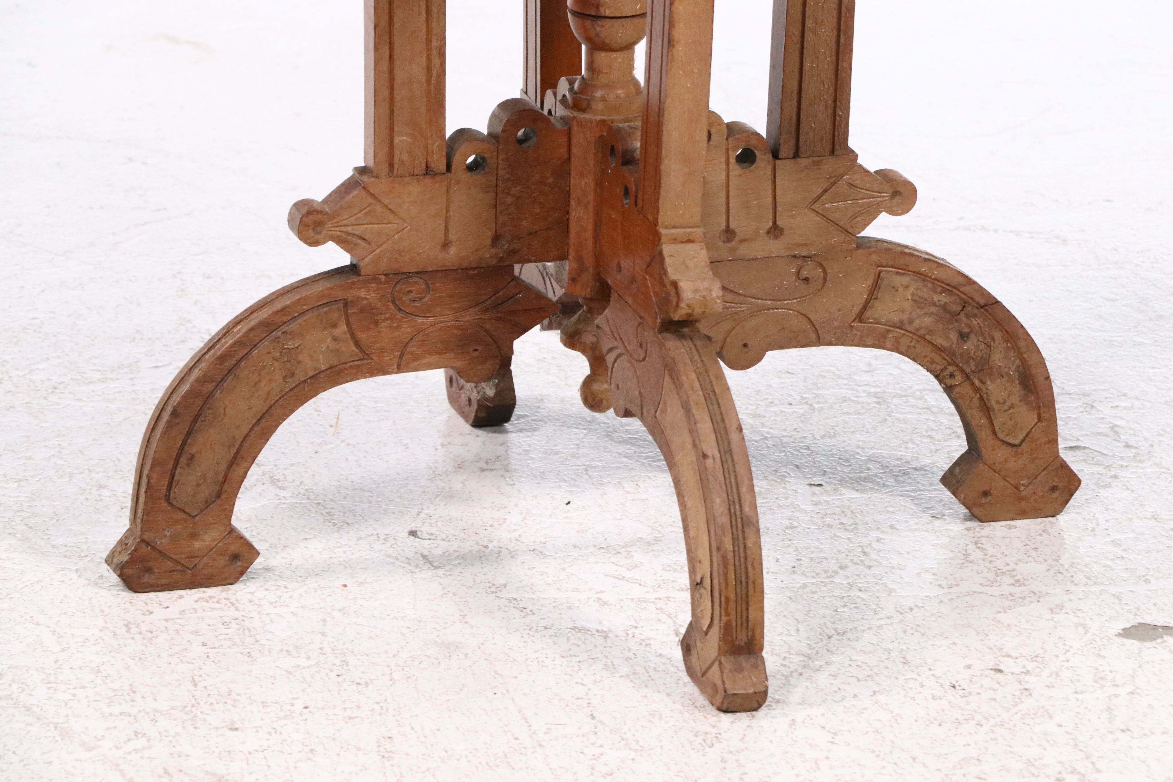 Eastlake Walnut Side Table with Marble Top