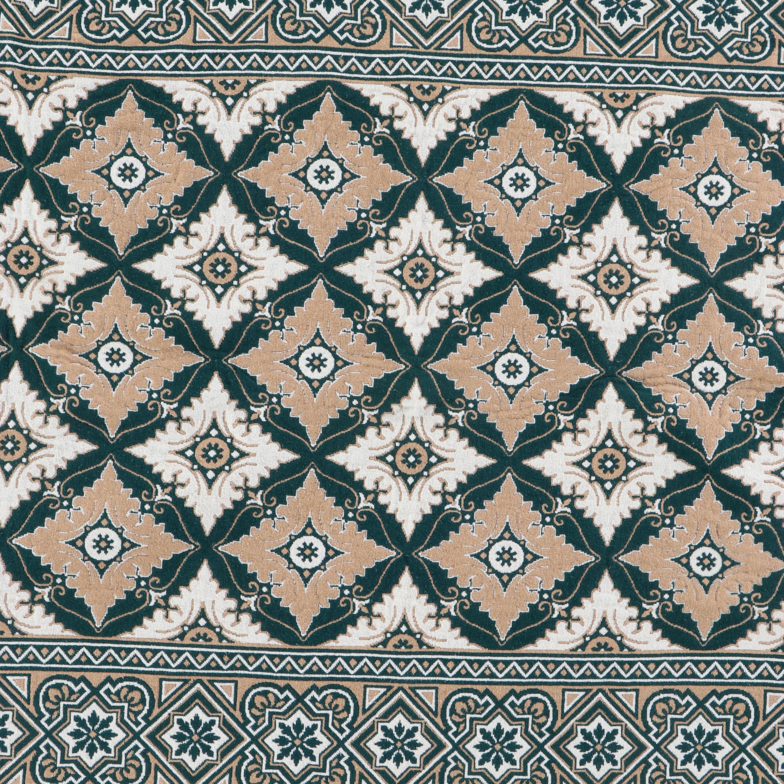 Handwoven Green and Tan Reversible Blanket Throw