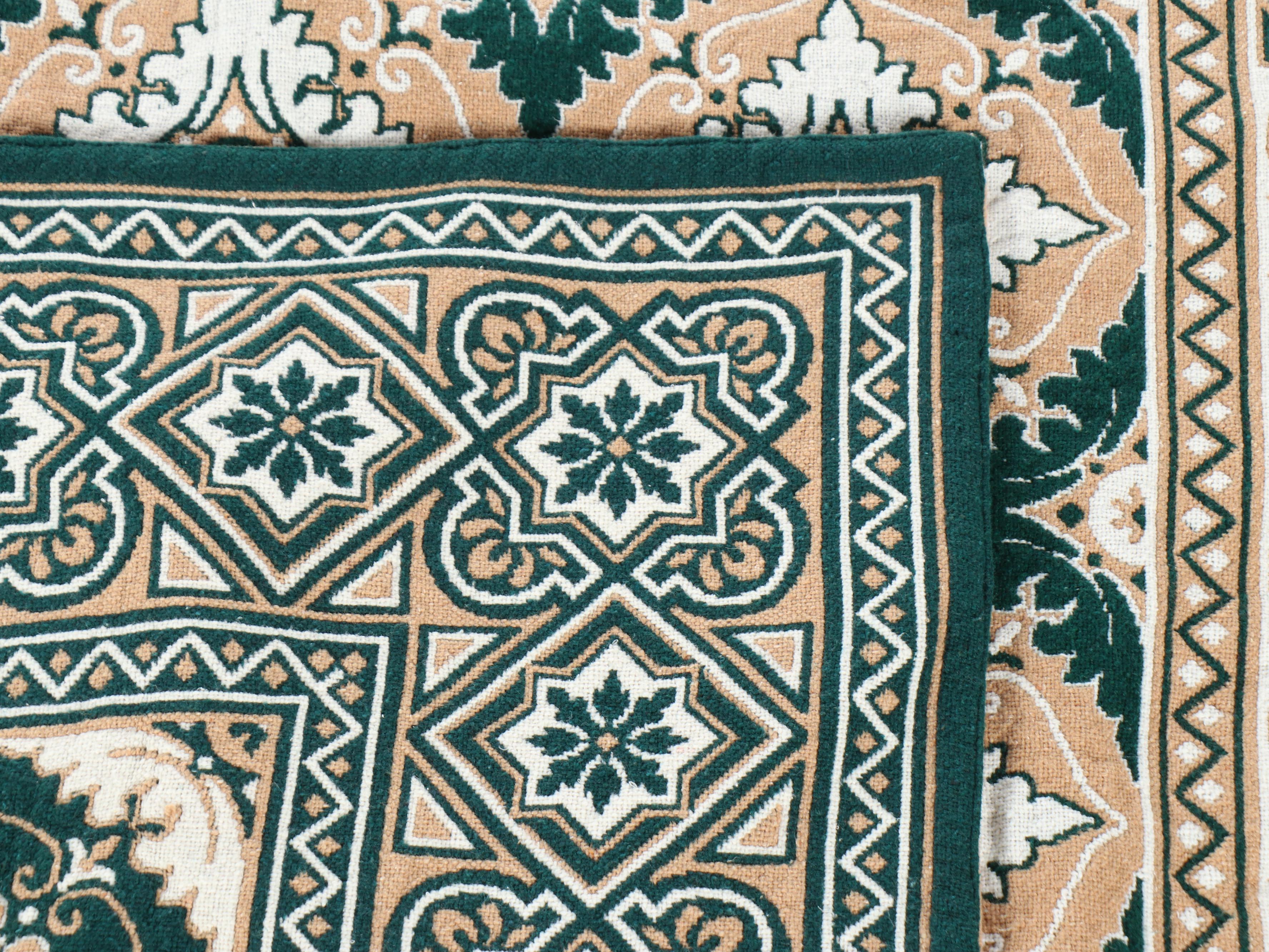 Handwoven Green and Tan Reversible Blanket Throw