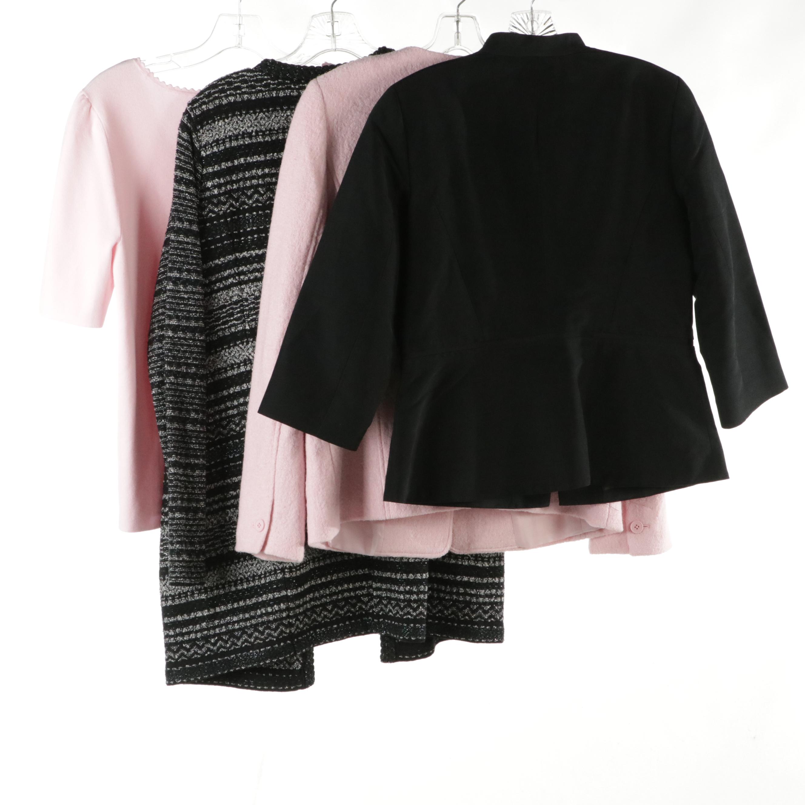 Talbots Metallic Cotton Tweed Jacket, Pink Wool Blend Coat, Knit Top & Blazer
