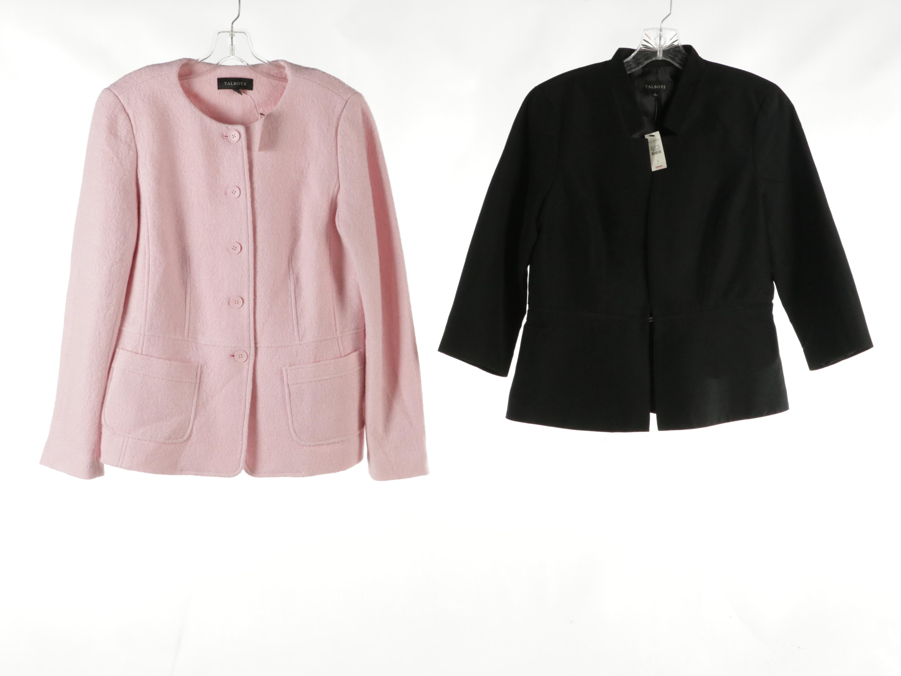 Talbots Metallic Cotton Tweed Jacket, Pink Wool Blend Coat, Knit Top & Blazer