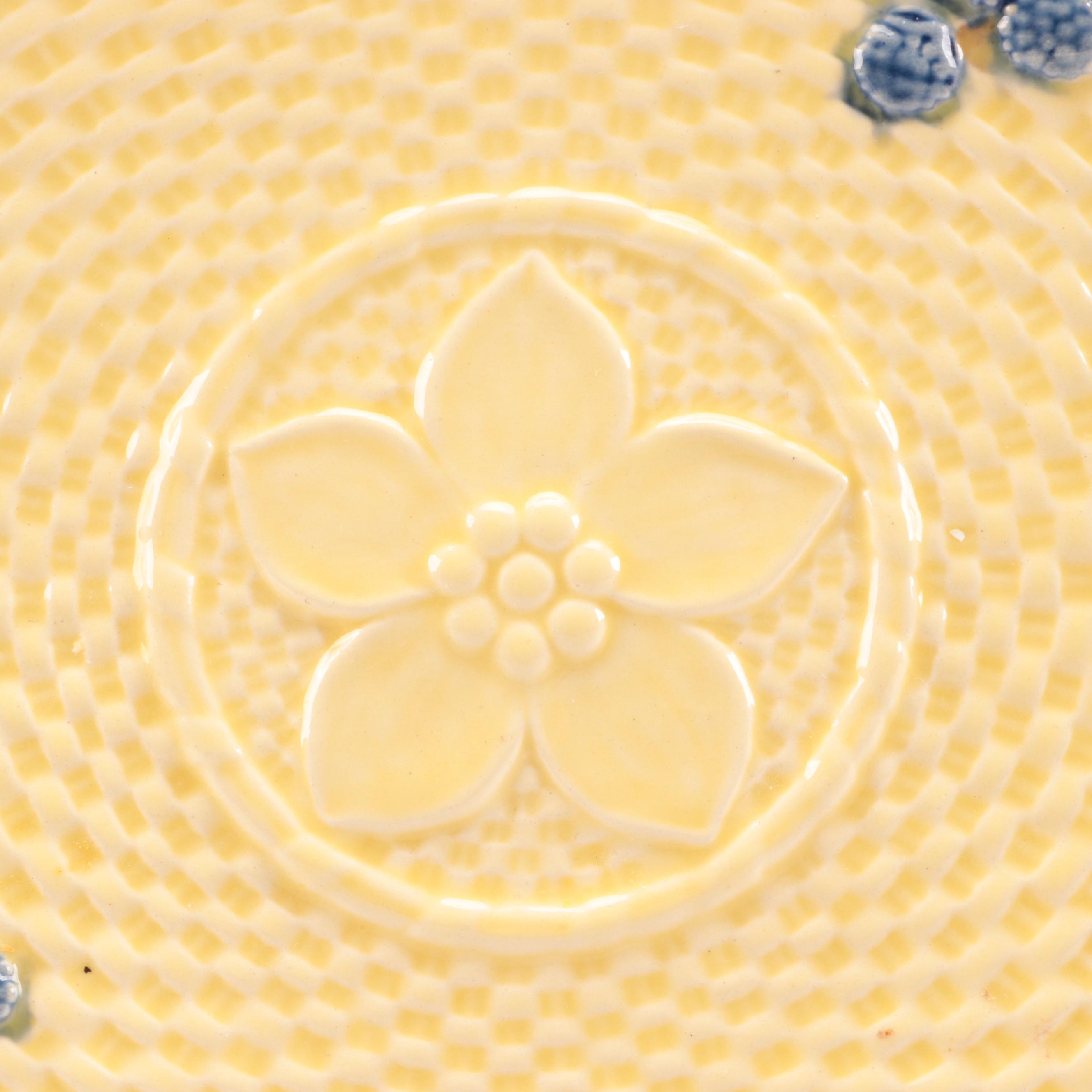 Tiffany & Co. Portuguese Majolica Handled Serving Tray with Blackberry Motif