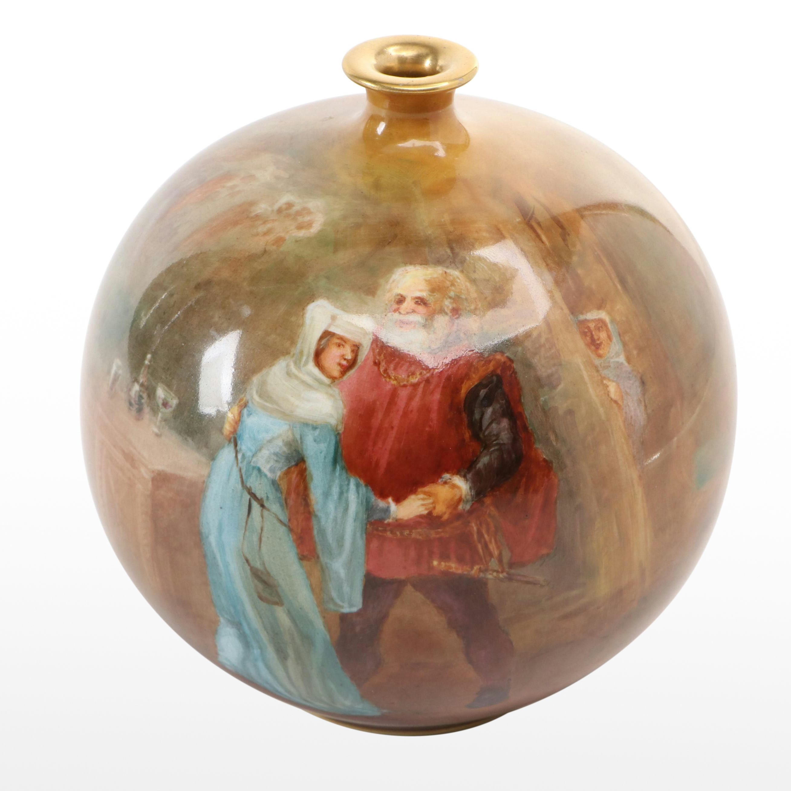 Walter Nunn for Royal Doulton Porcelain Shakespearean Vase, Late 19th Century