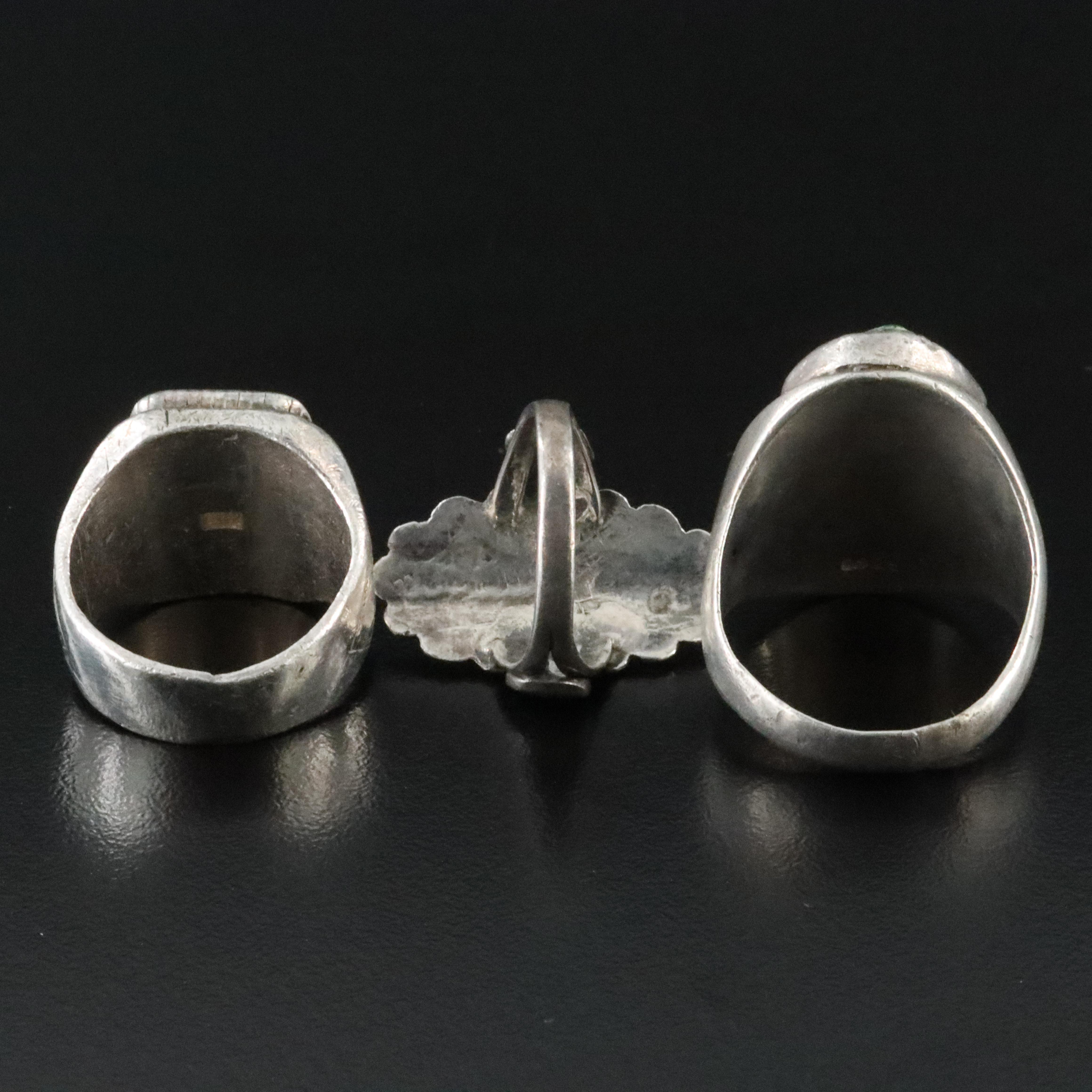 Southwestern Sterling Ring Collection with Turquoise and Fire Agate