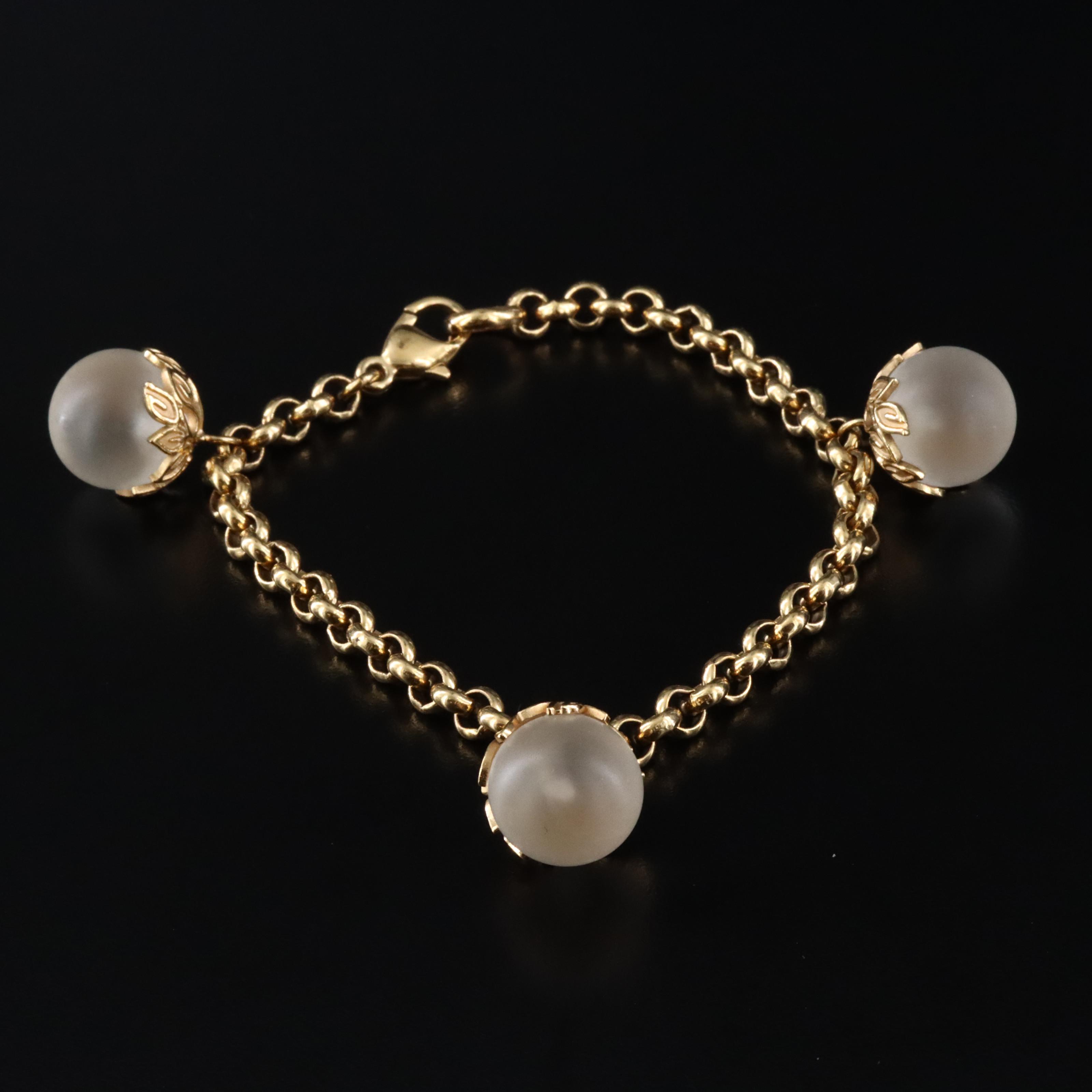 Lalique Crystal Orb Frosted Glass Bracelet