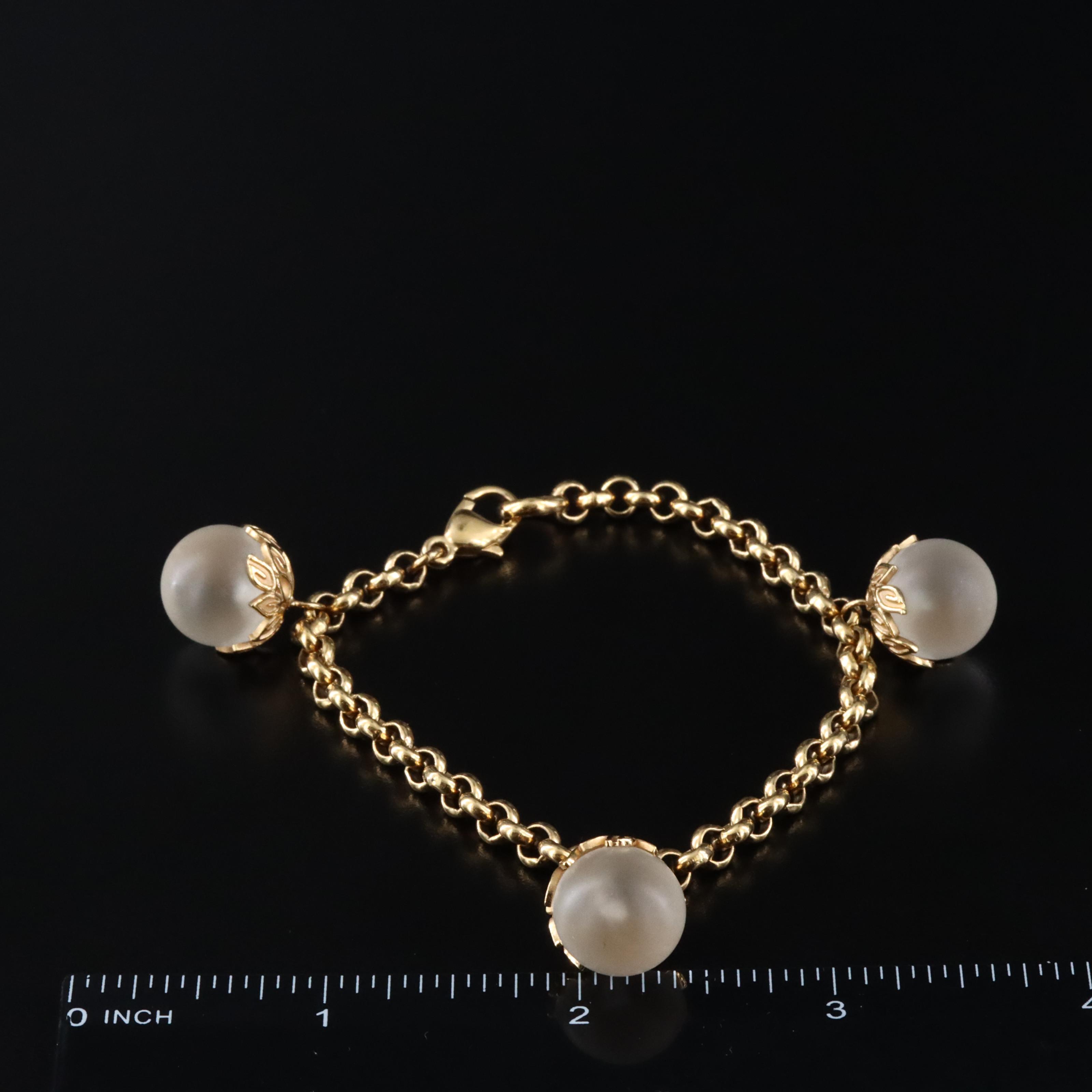 Lalique Crystal Orb Frosted Glass Bracelet