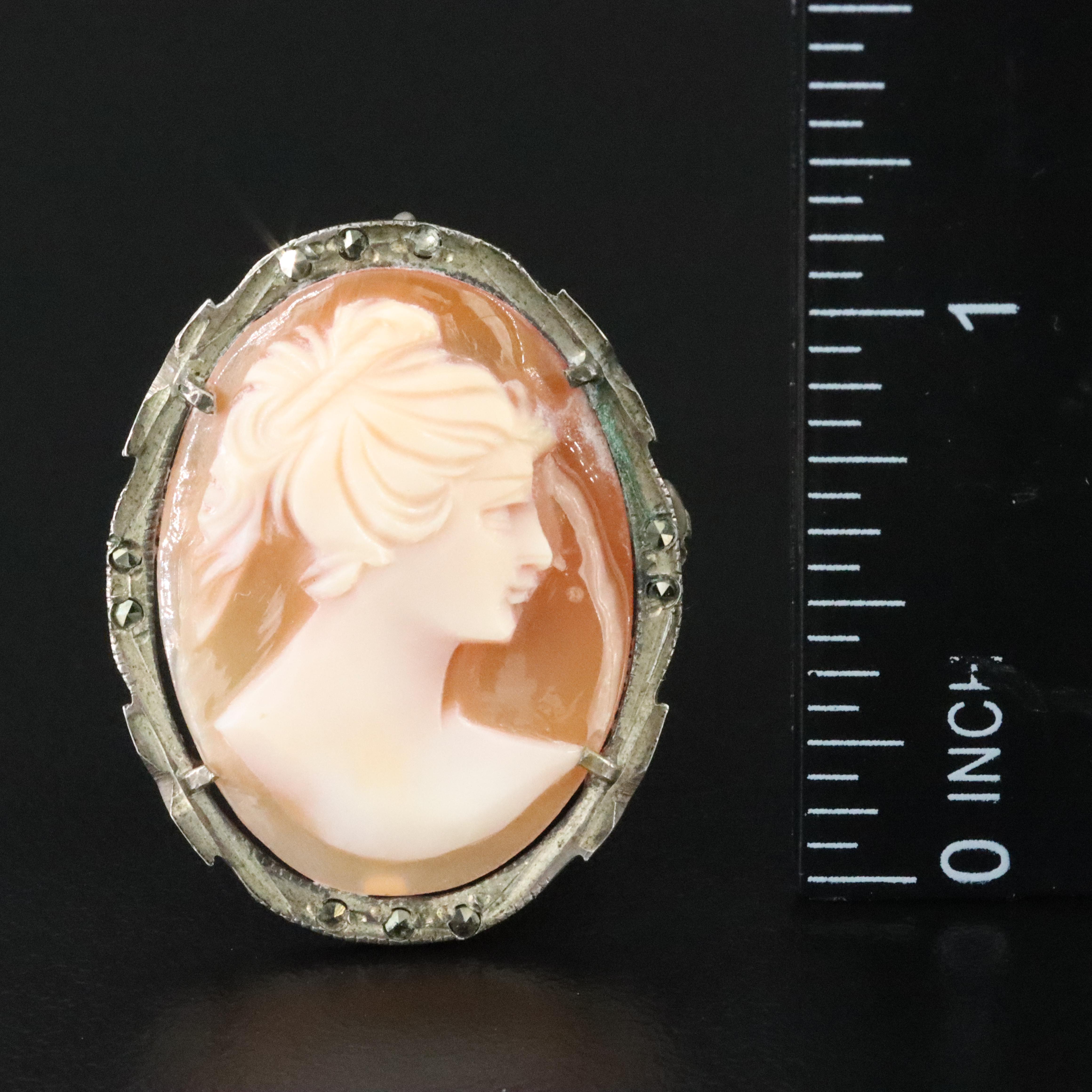 Vintage 800 Silver Shell Cameo Converter Pin