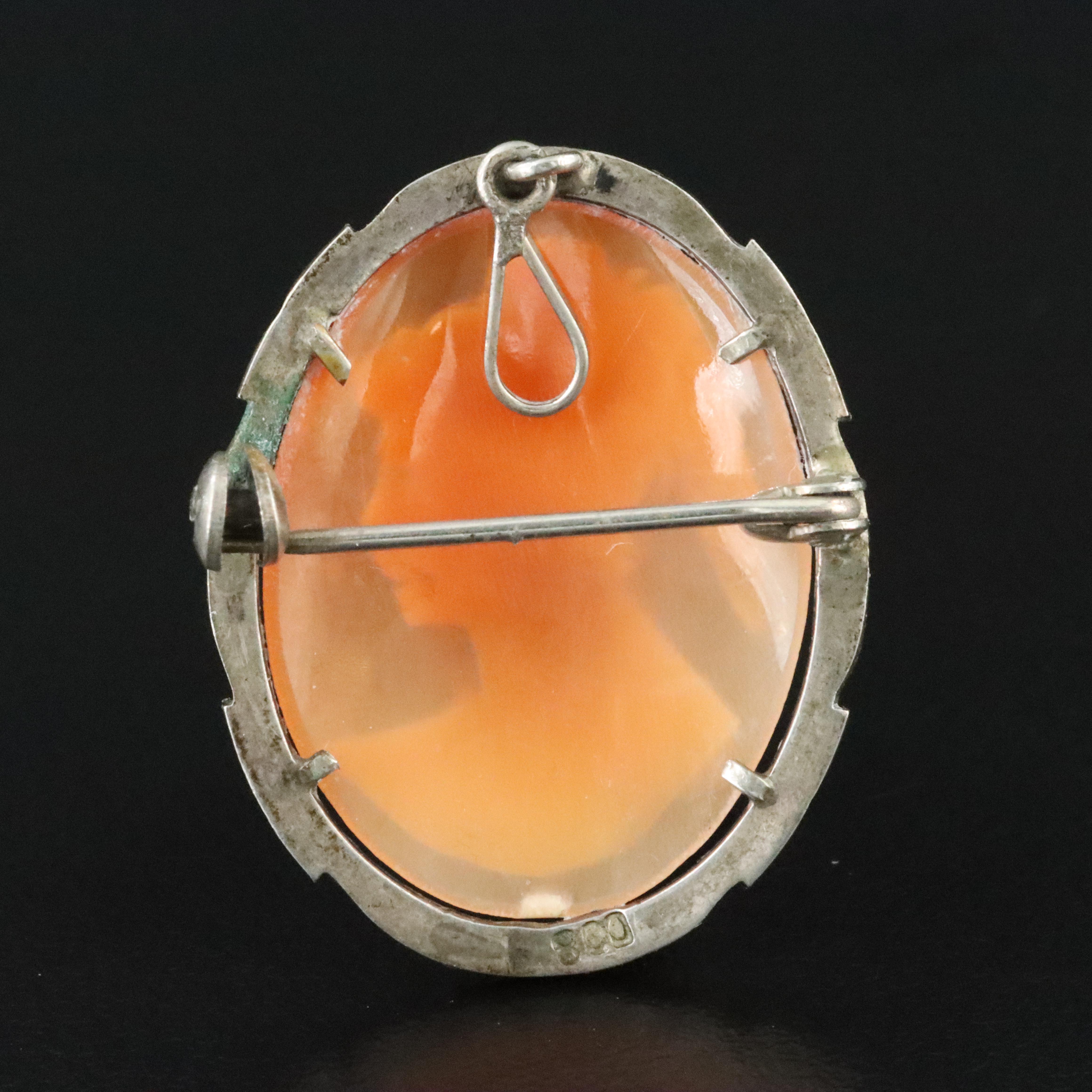 Vintage 800 Silver Shell Cameo Converter Pin