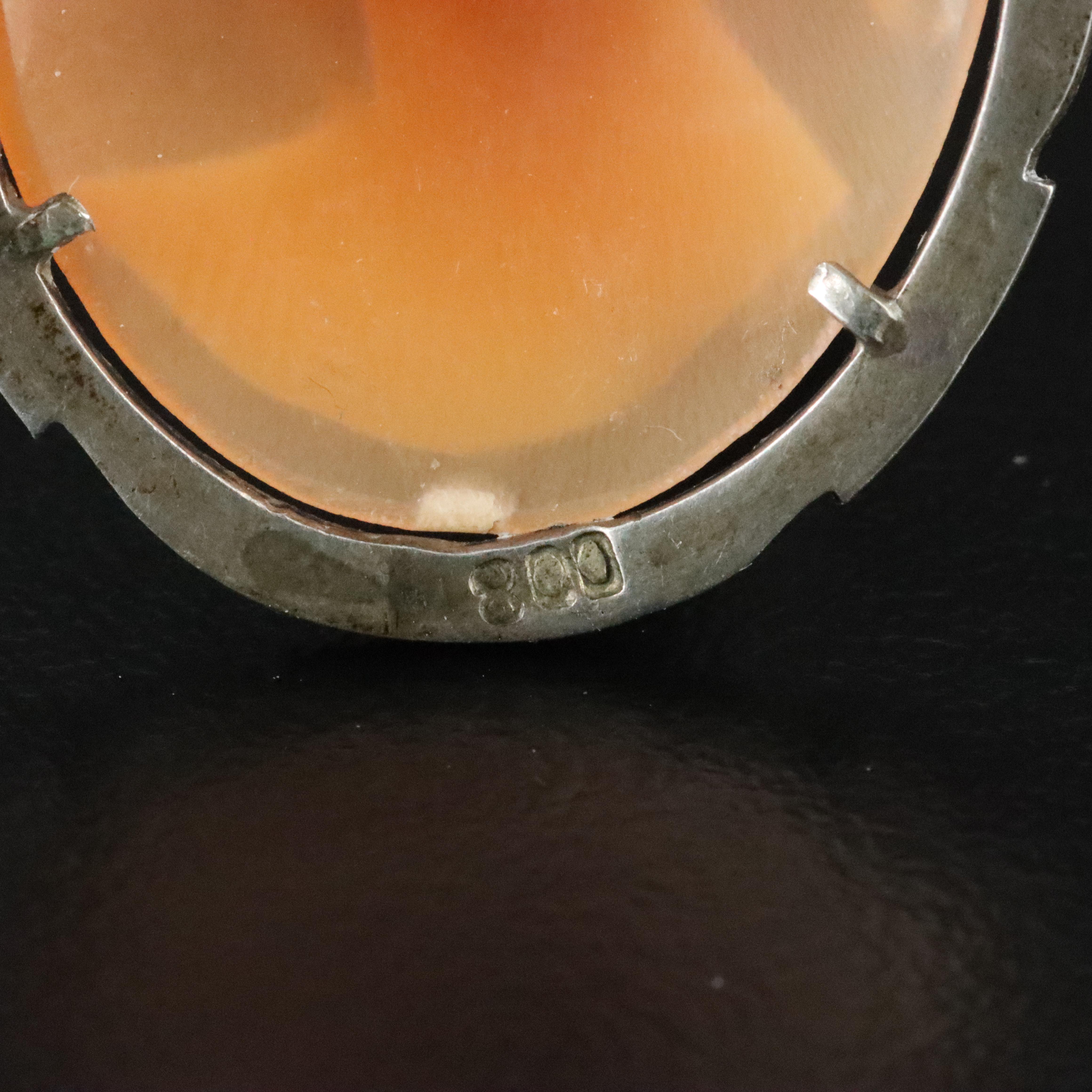 Vintage 800 Silver Shell Cameo Converter Pin