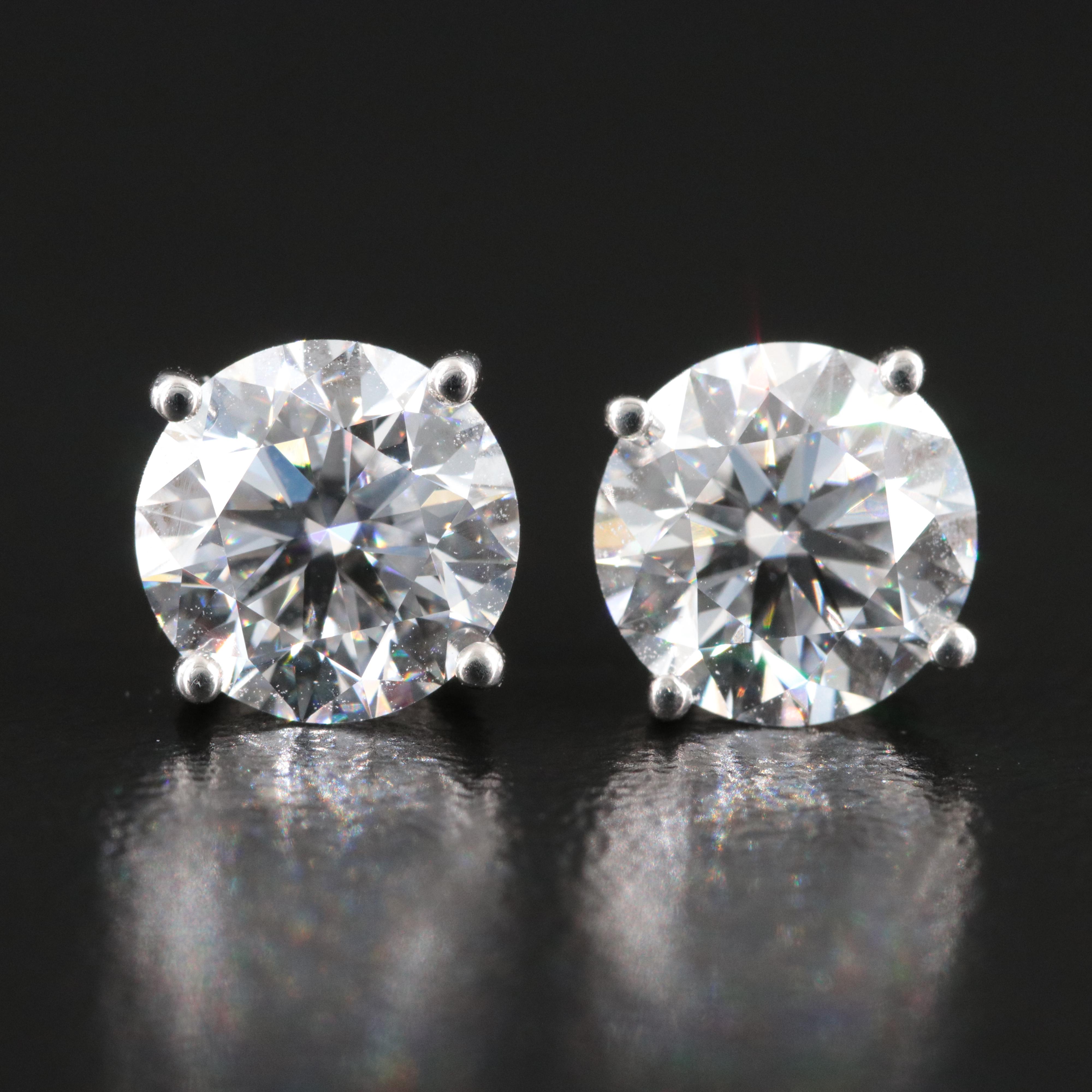 Platinum 3.50 CTW Lab Grown Diamond Stud Earrings with IGI Reports