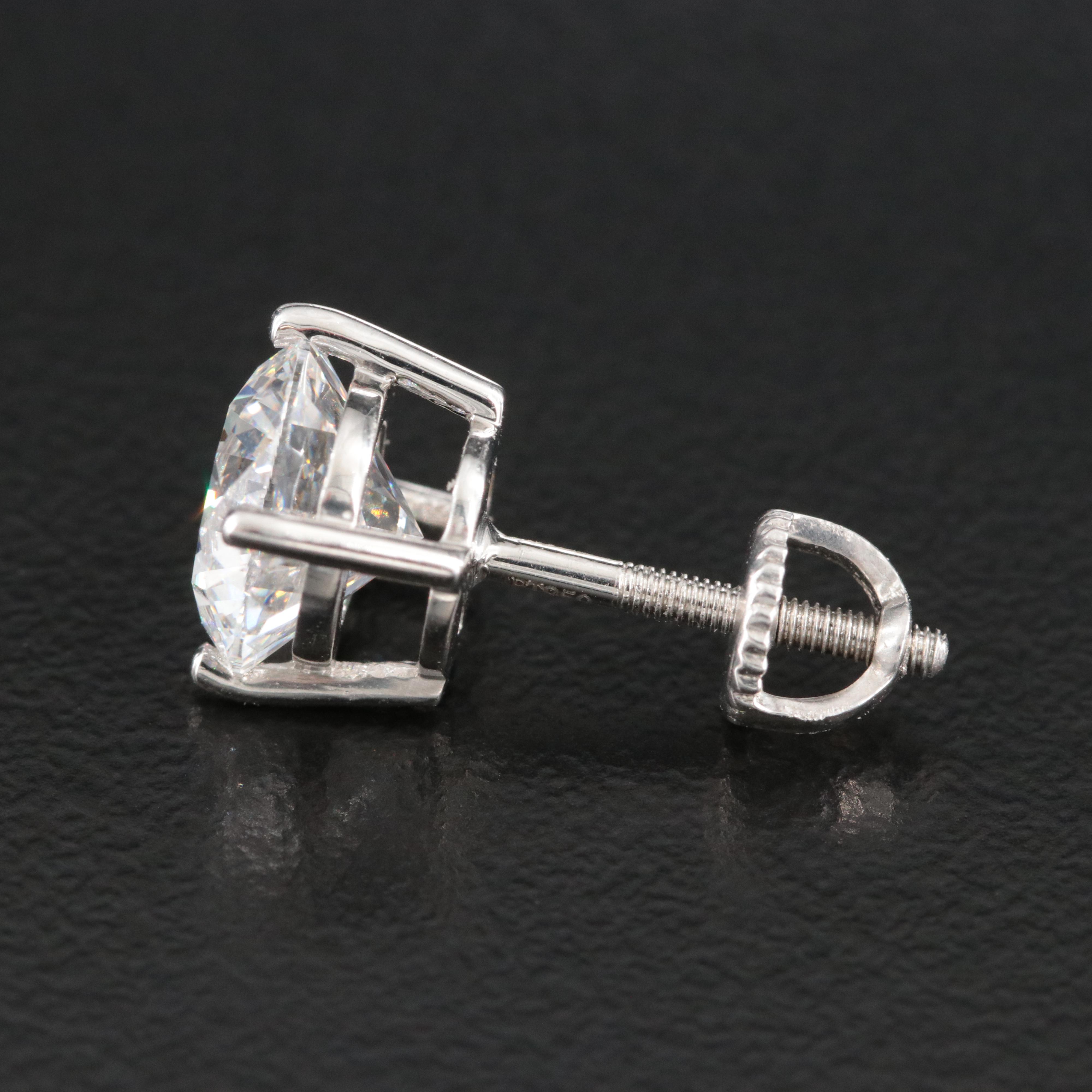 Platinum 3.50 CTW Lab Grown Diamond Stud Earrings with IGI Reports