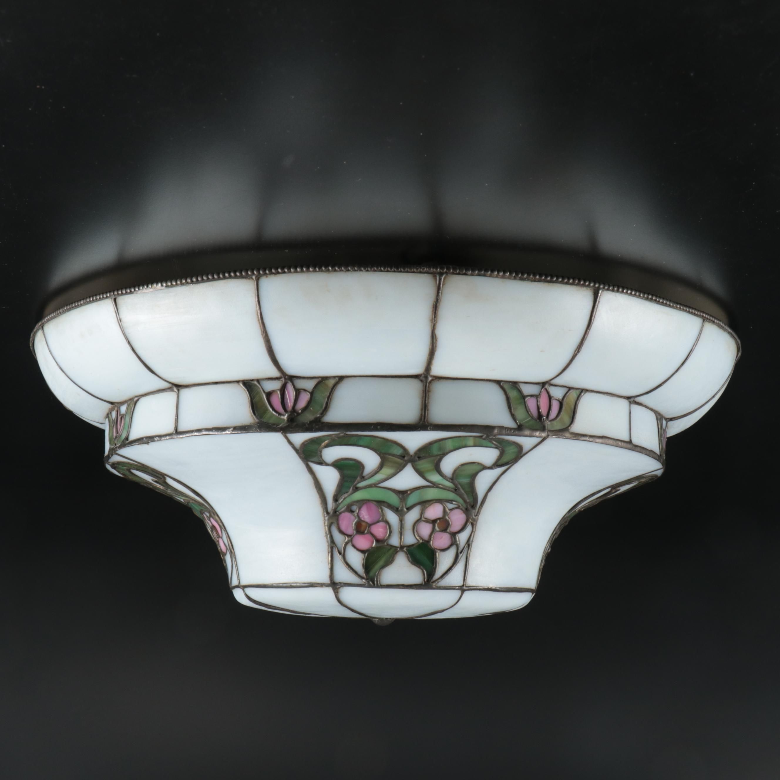 Art Nouveau Style Floral Slag Glass Pendant Light, 20th Century