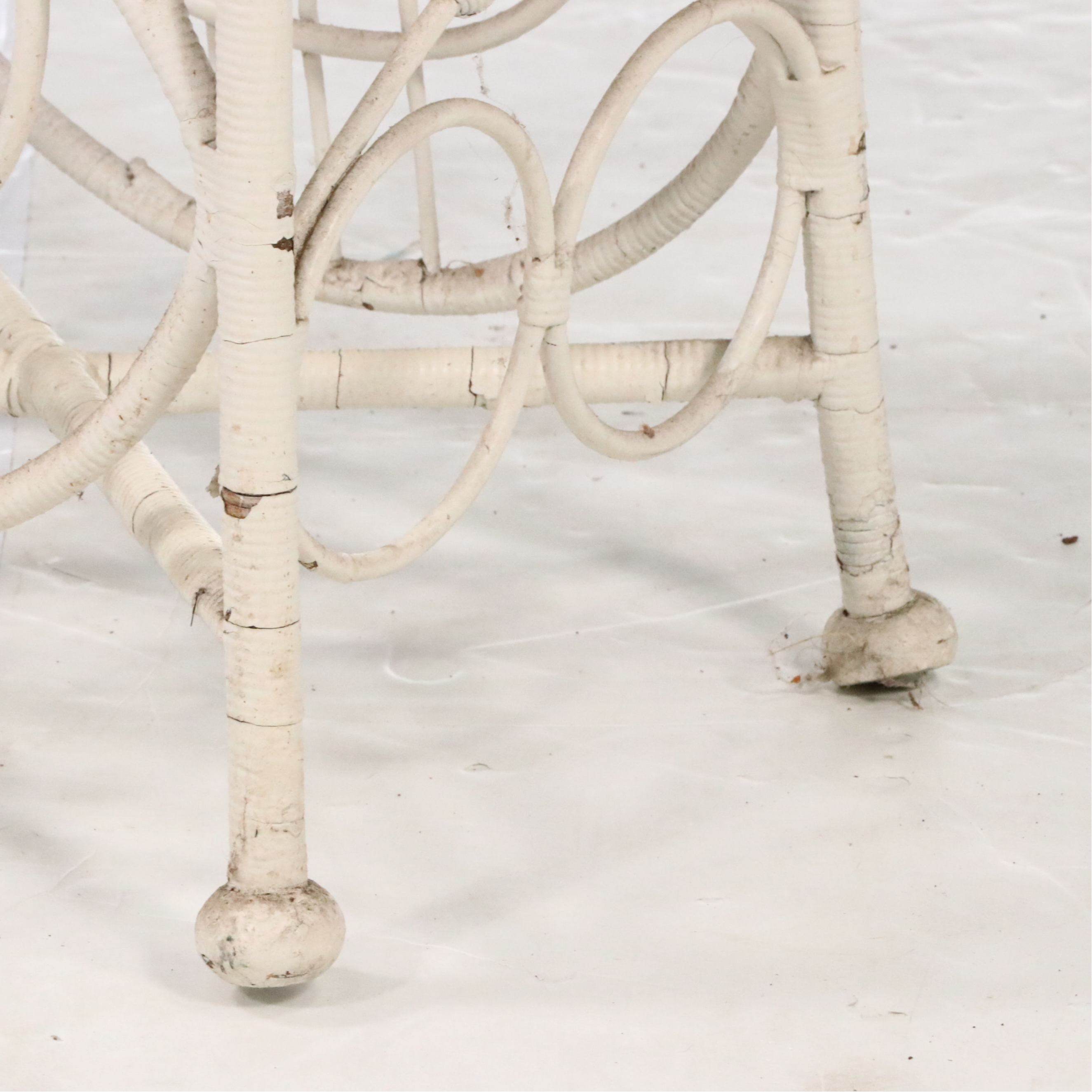 Antique Painted Wicker Side Table