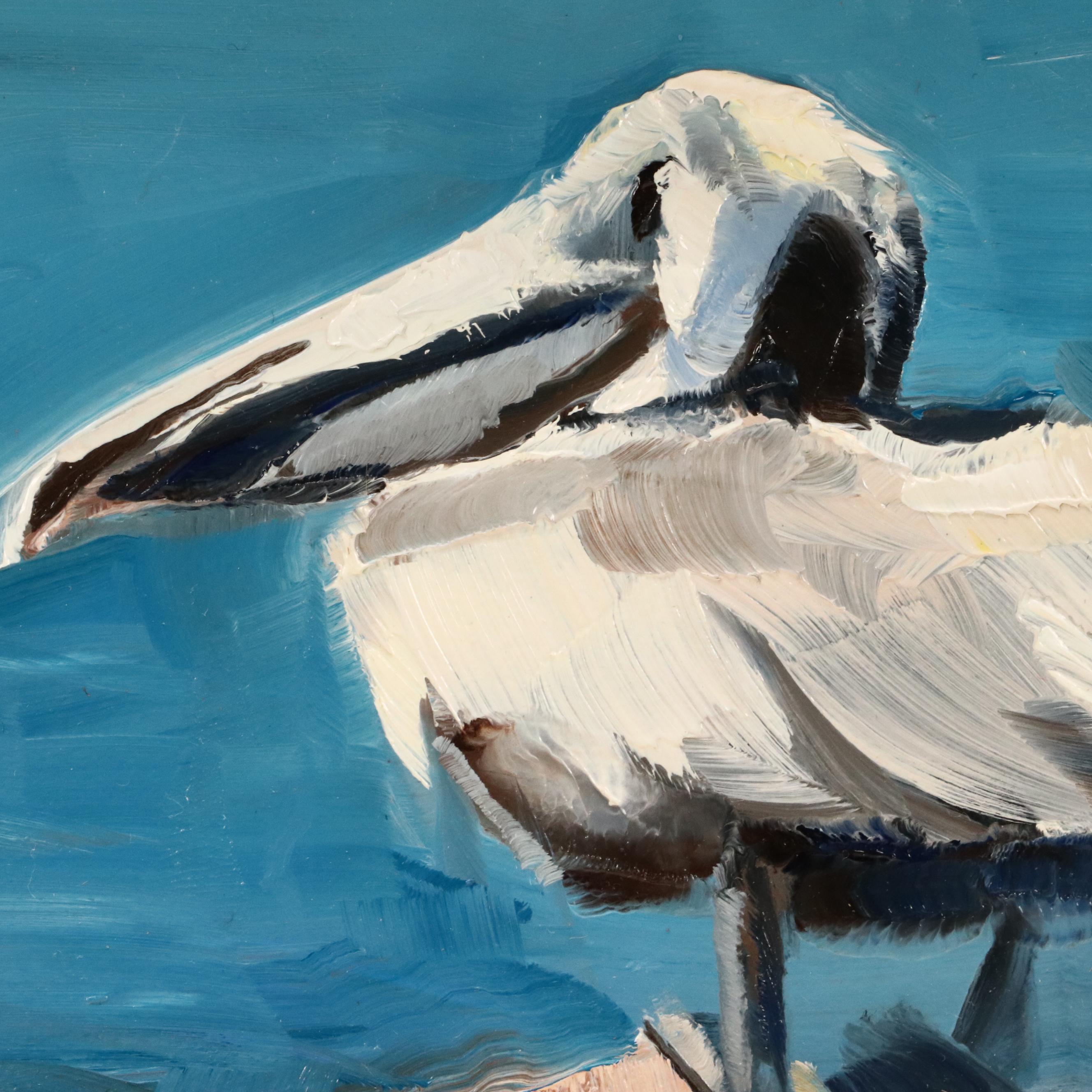 Gary Bruton Oil Painting of Pelican, 2019