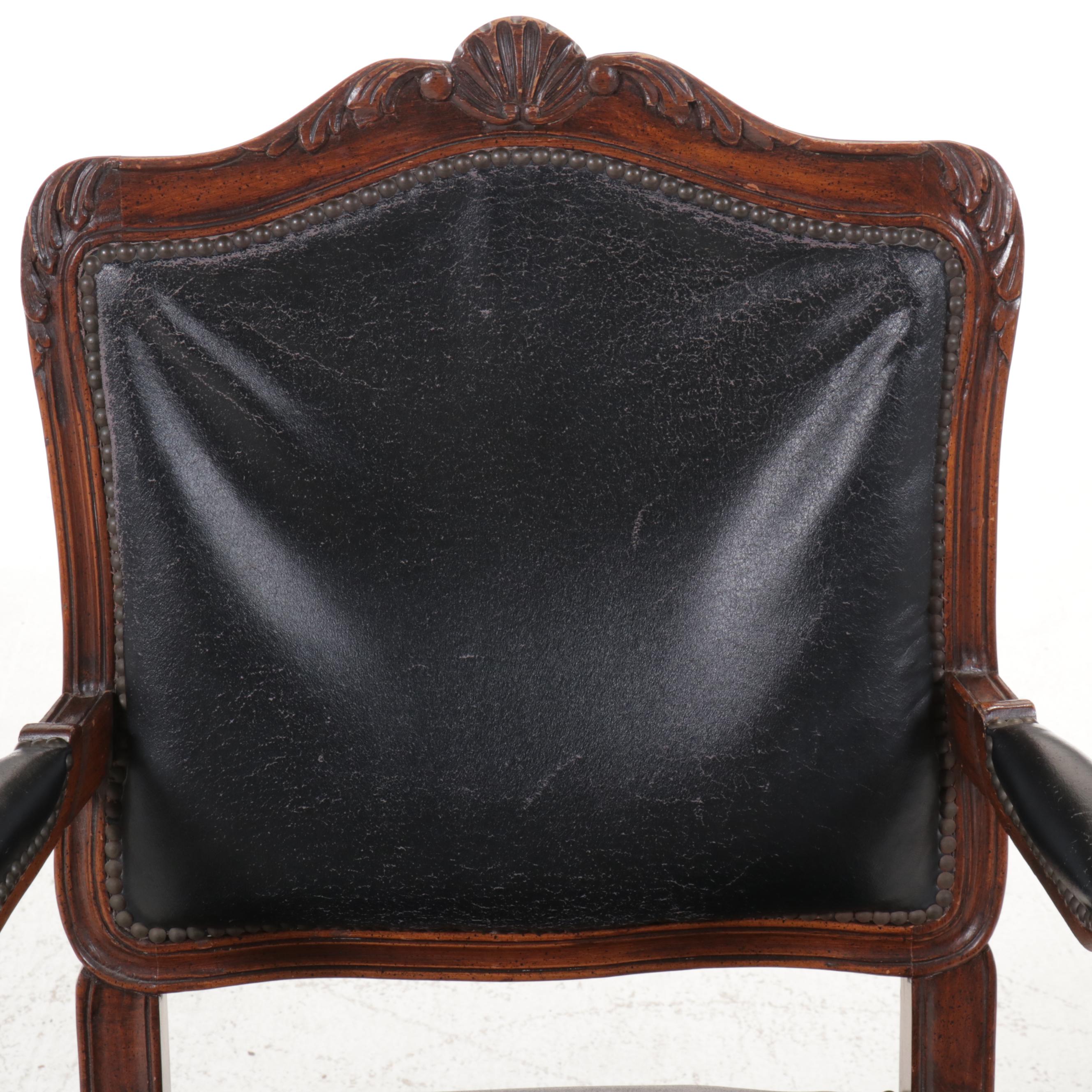 Louis XV Style Faux Leather Fauteuil