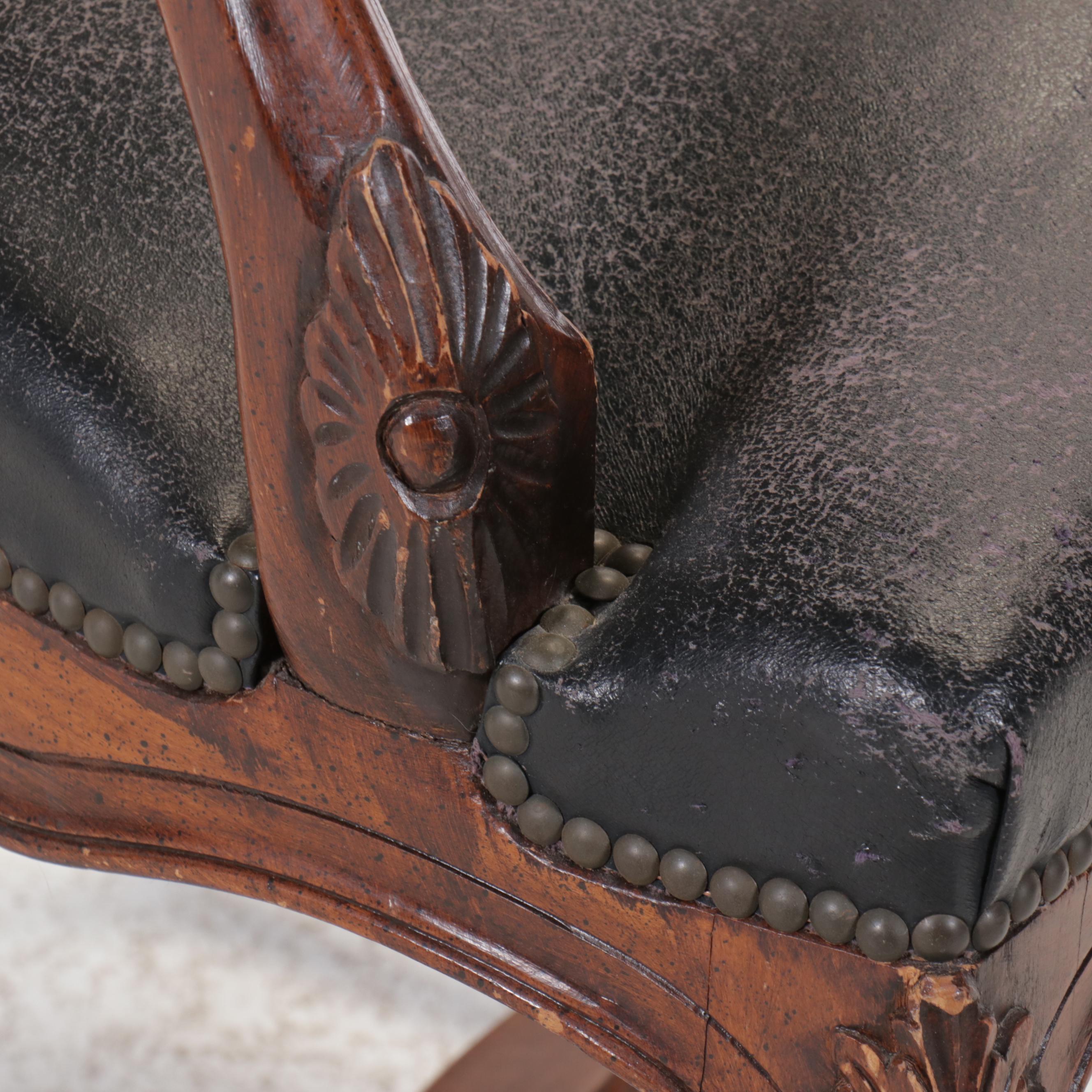 Louis XV Style Faux Leather Fauteuil