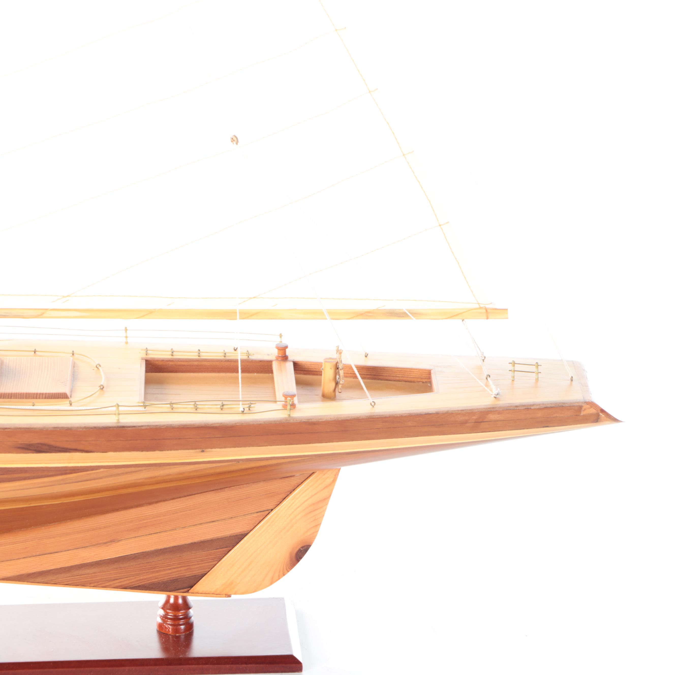 "Columbia" Wooden Model Sailboat of America's Cup 1958 Winner