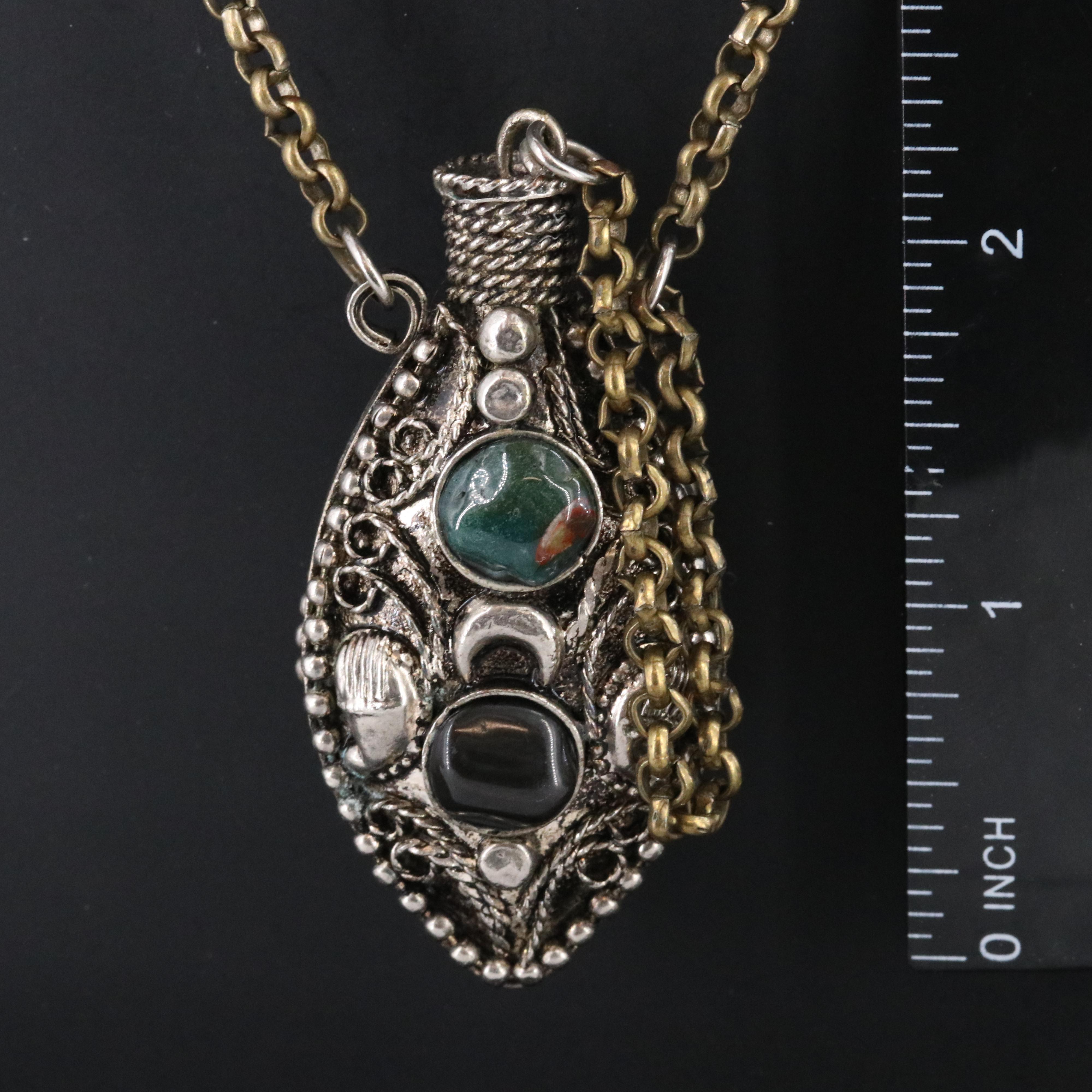 Agate, Obsidian and Jasper Perfume Necklace