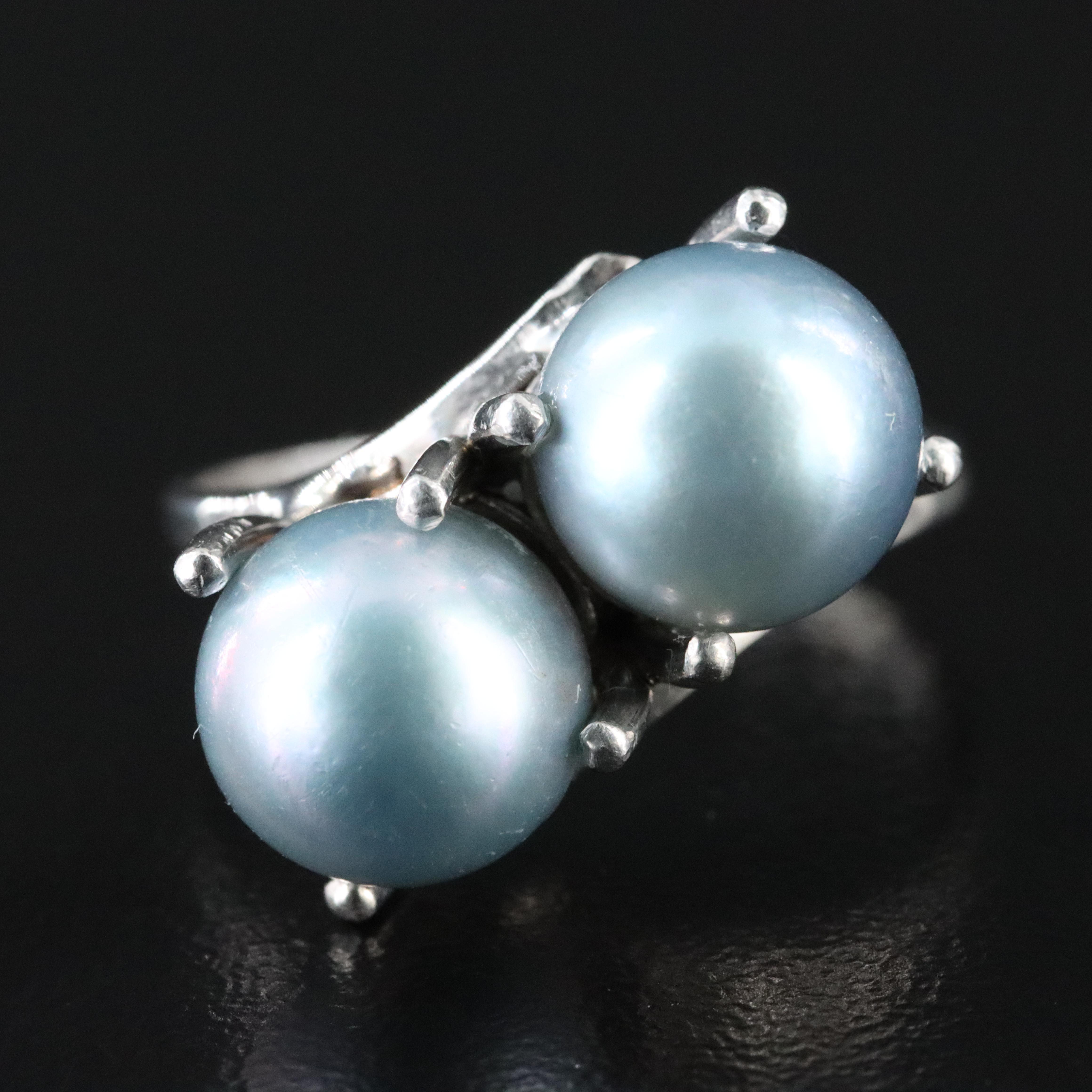 Platinum Double Pearl Ring