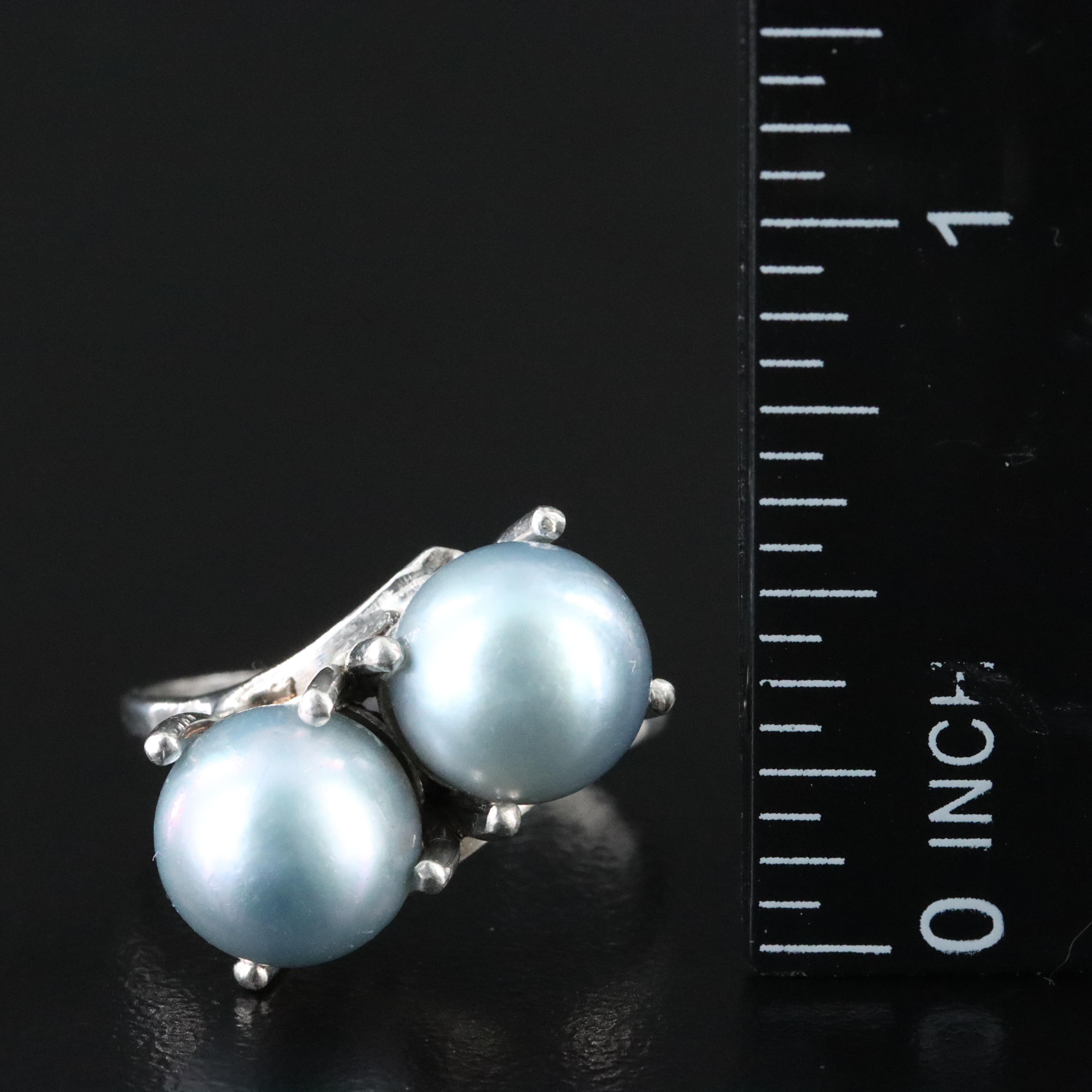 Platinum Double Pearl Ring