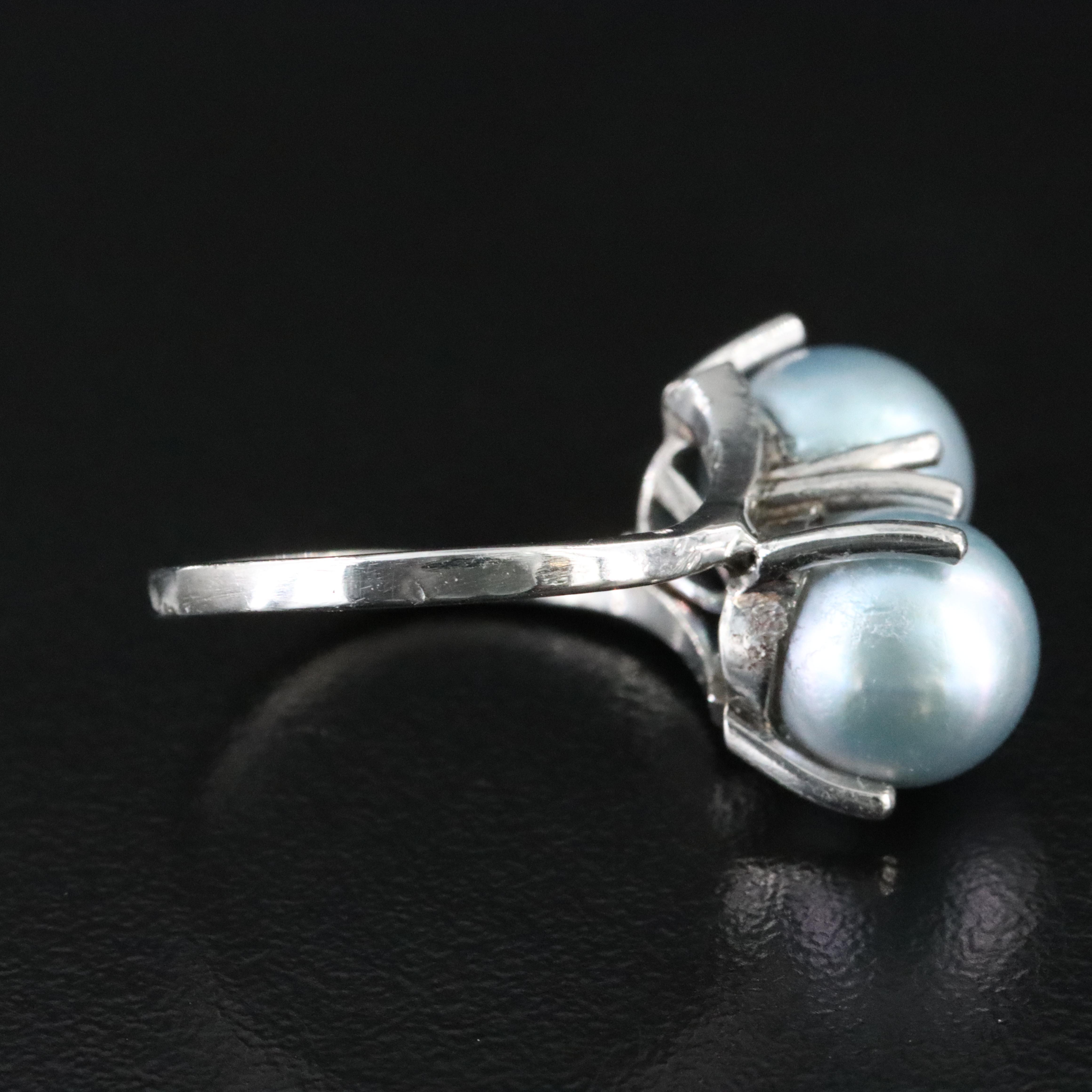Platinum Double Pearl Ring