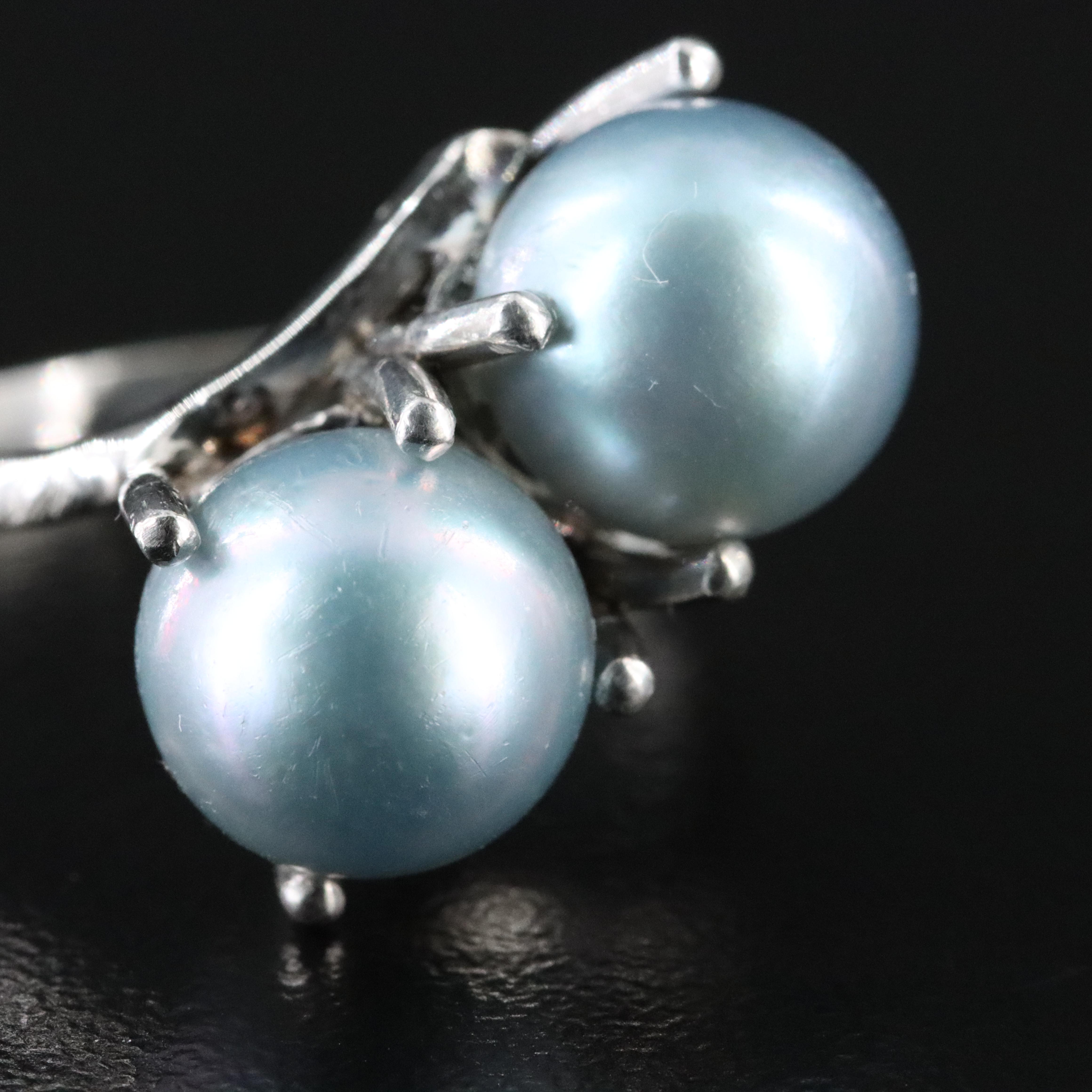 Platinum Double Pearl Ring