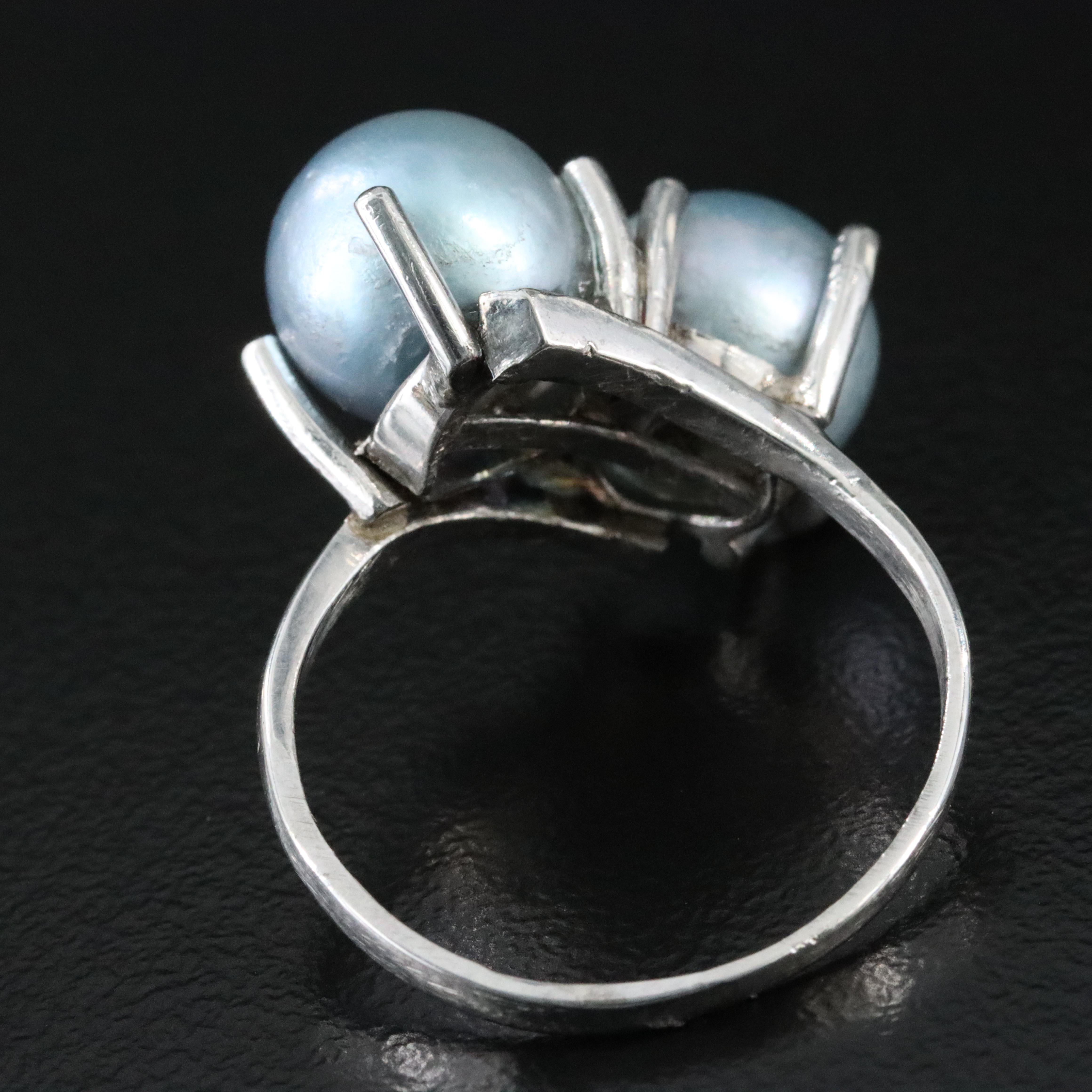 Platinum Double Pearl Ring