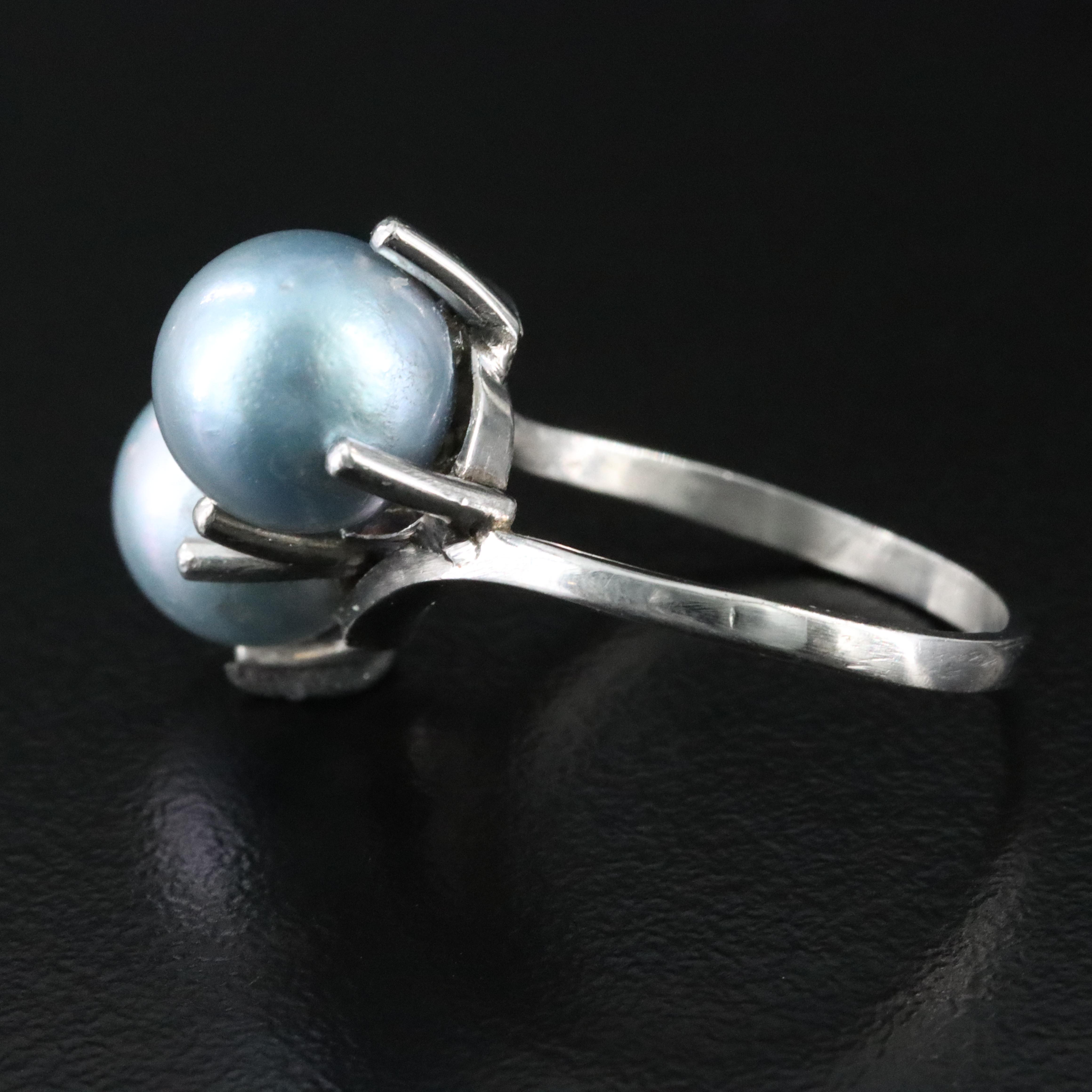 Platinum Double Pearl Ring