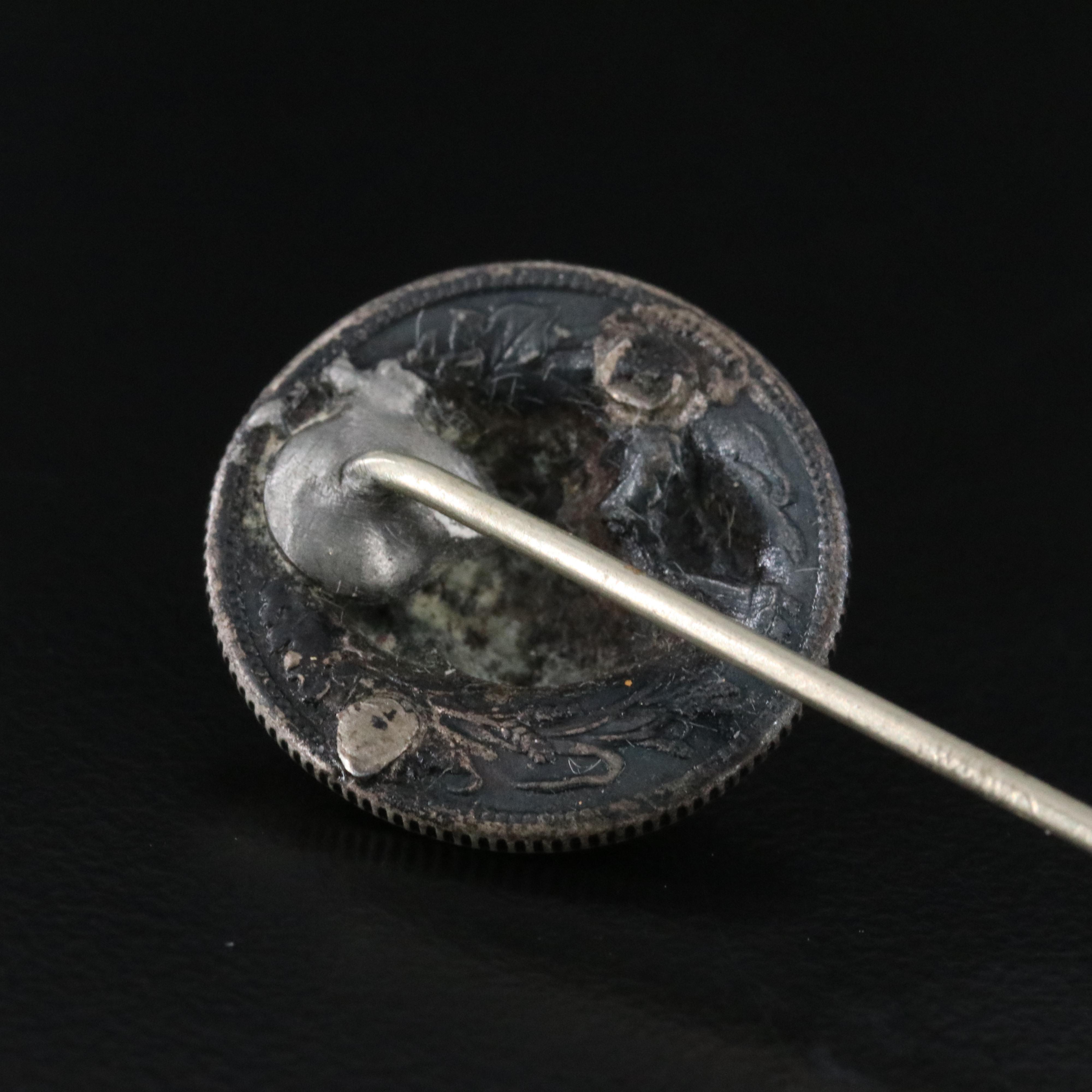 1914 Barber Silver Dime with Liberty Head Repoussé "Pop Out" Stickpin
