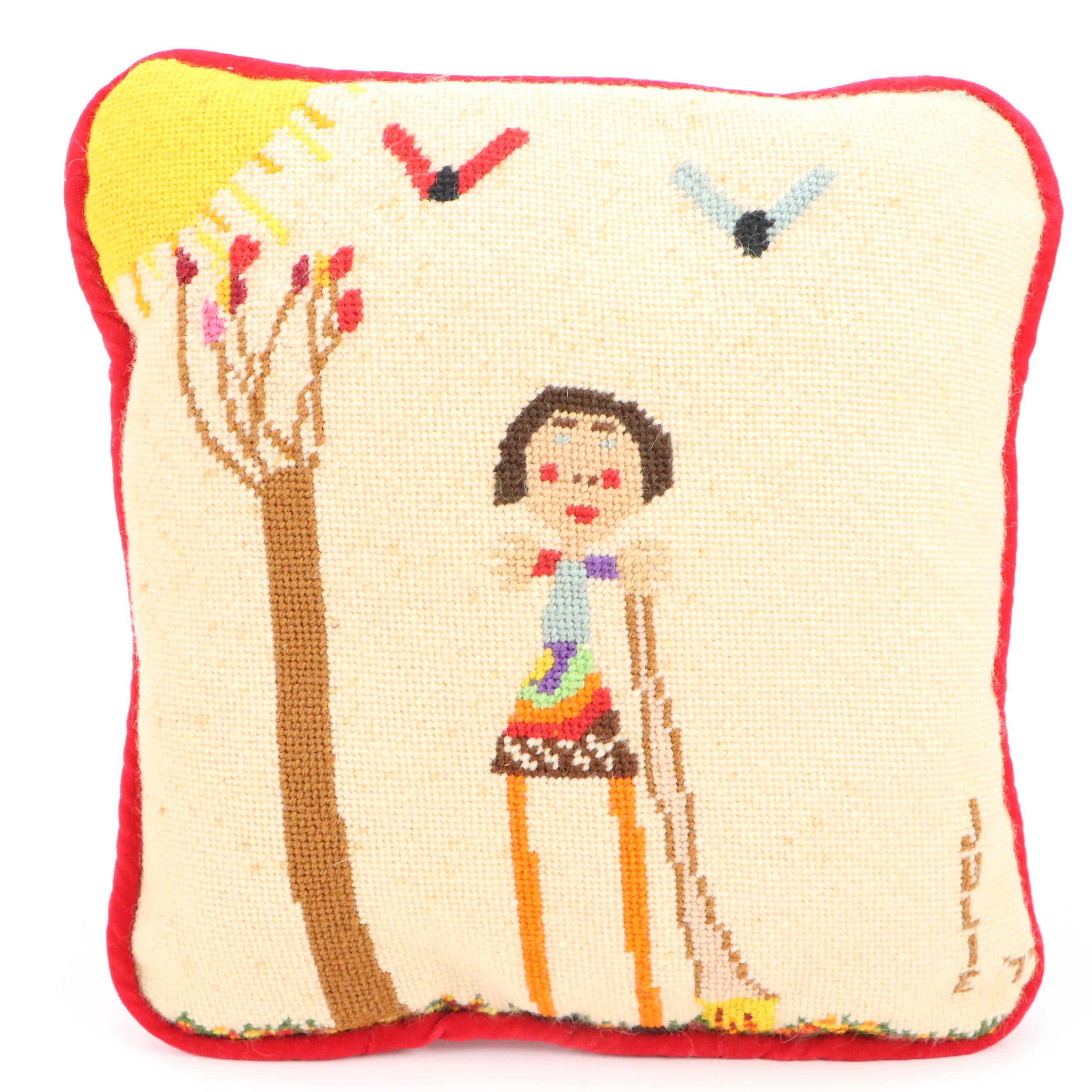 Cincinnati Bengals Needlepoint Pillow with Shearling Neckroll and Other Pillows