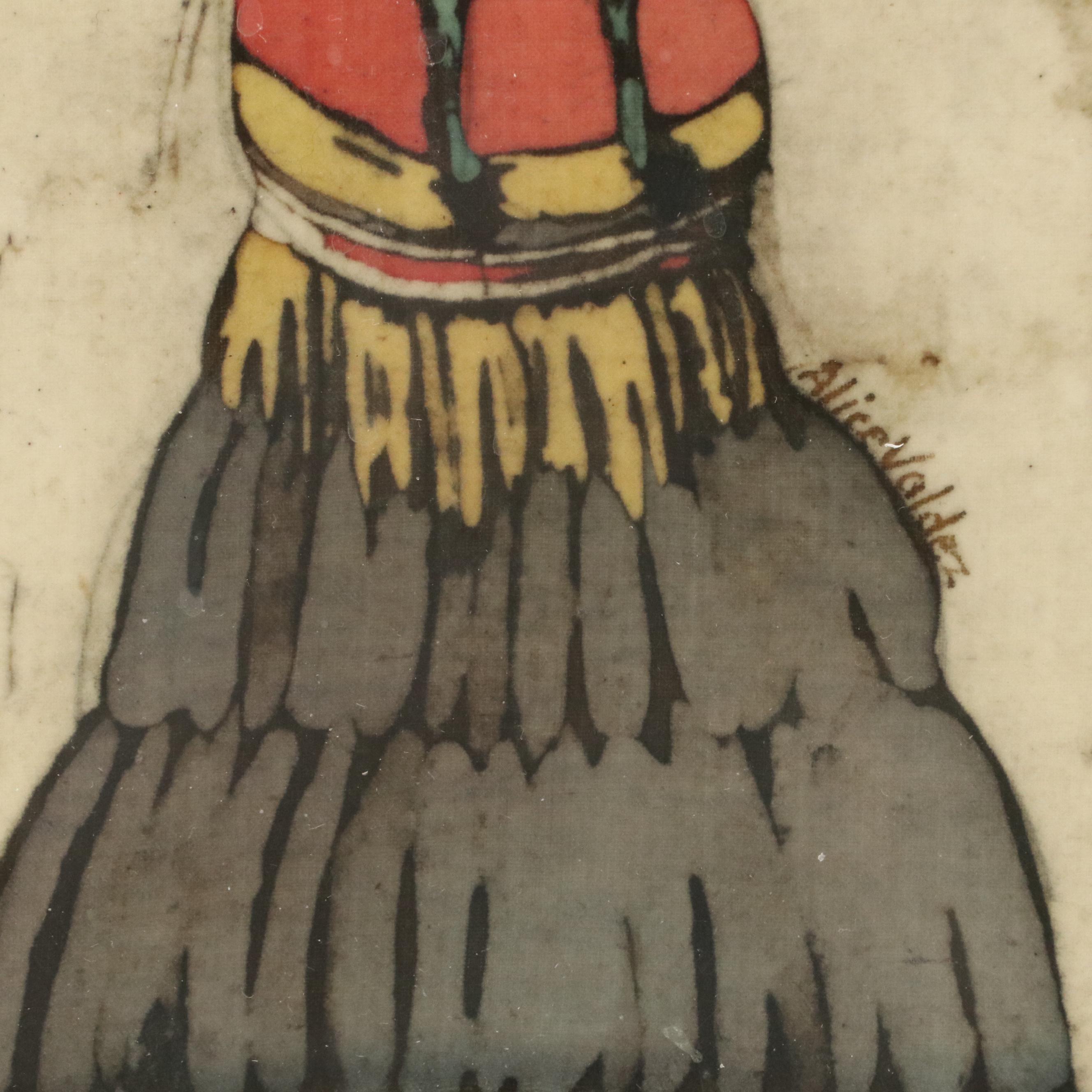 Alice Valdez Batik Portraits of Native American Women, 1983