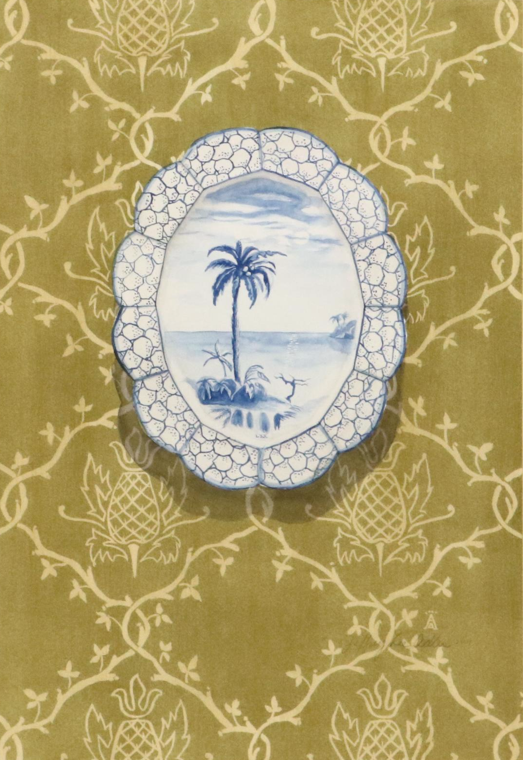 Jeffrey Lee Adler Chinoiserie Watercolor Painting