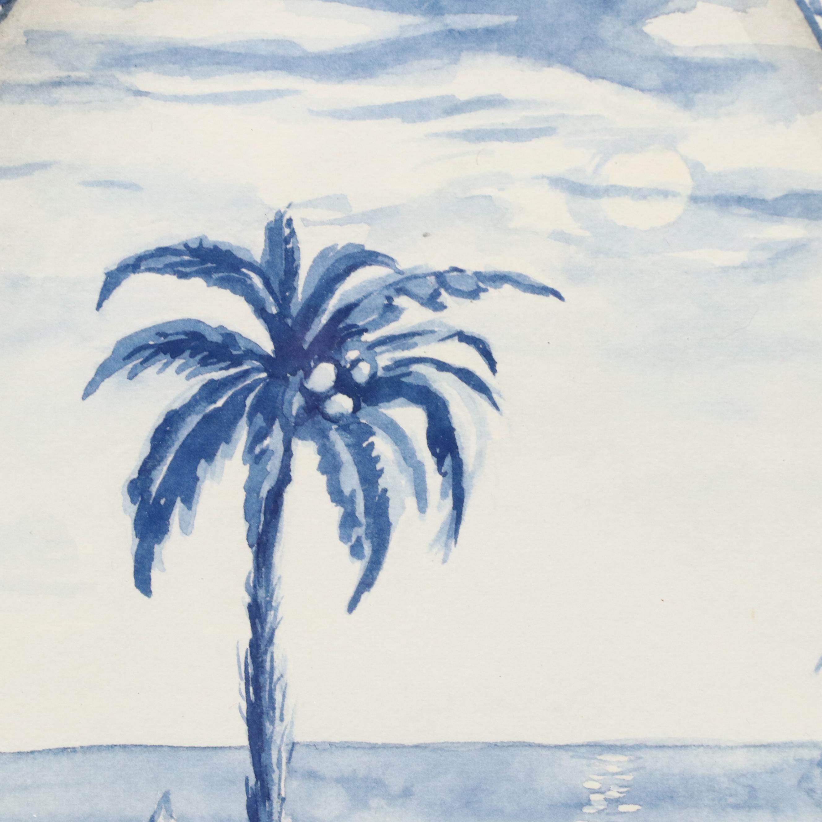 Jeffrey Lee Adler Chinoiserie Watercolor Painting