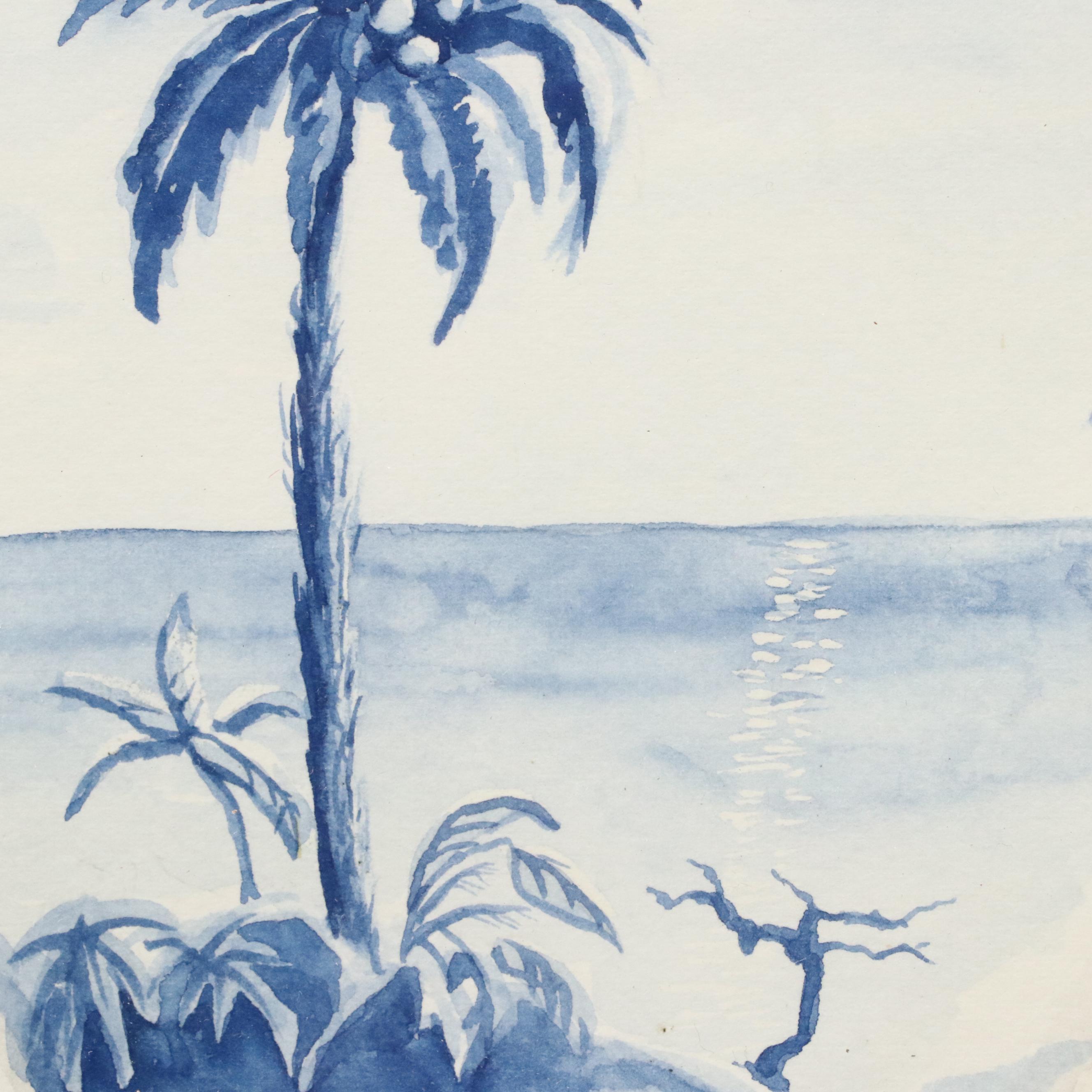 Jeffrey Lee Adler Chinoiserie Watercolor Painting