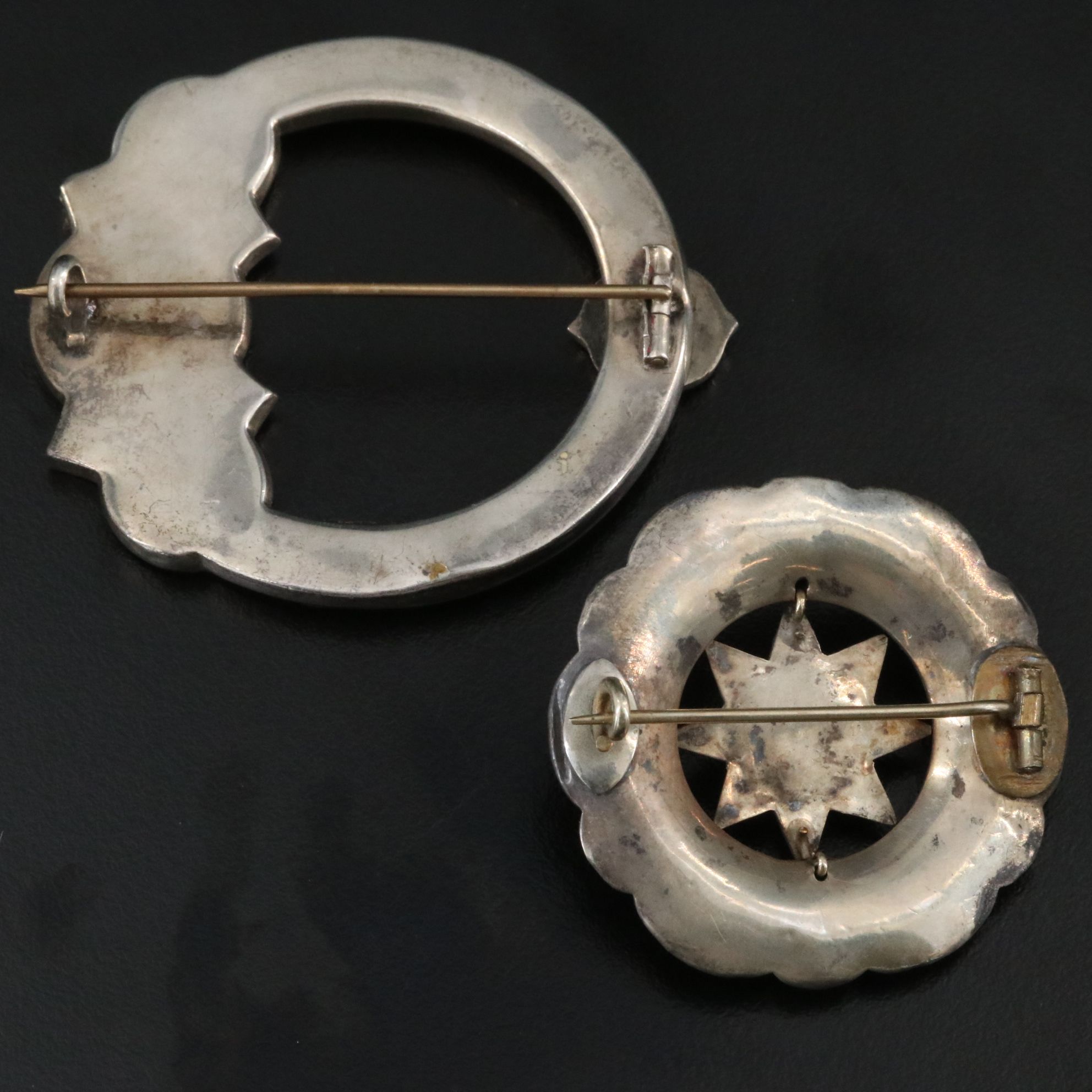 Antique Scottish 800 Silver Gemstone Brooches